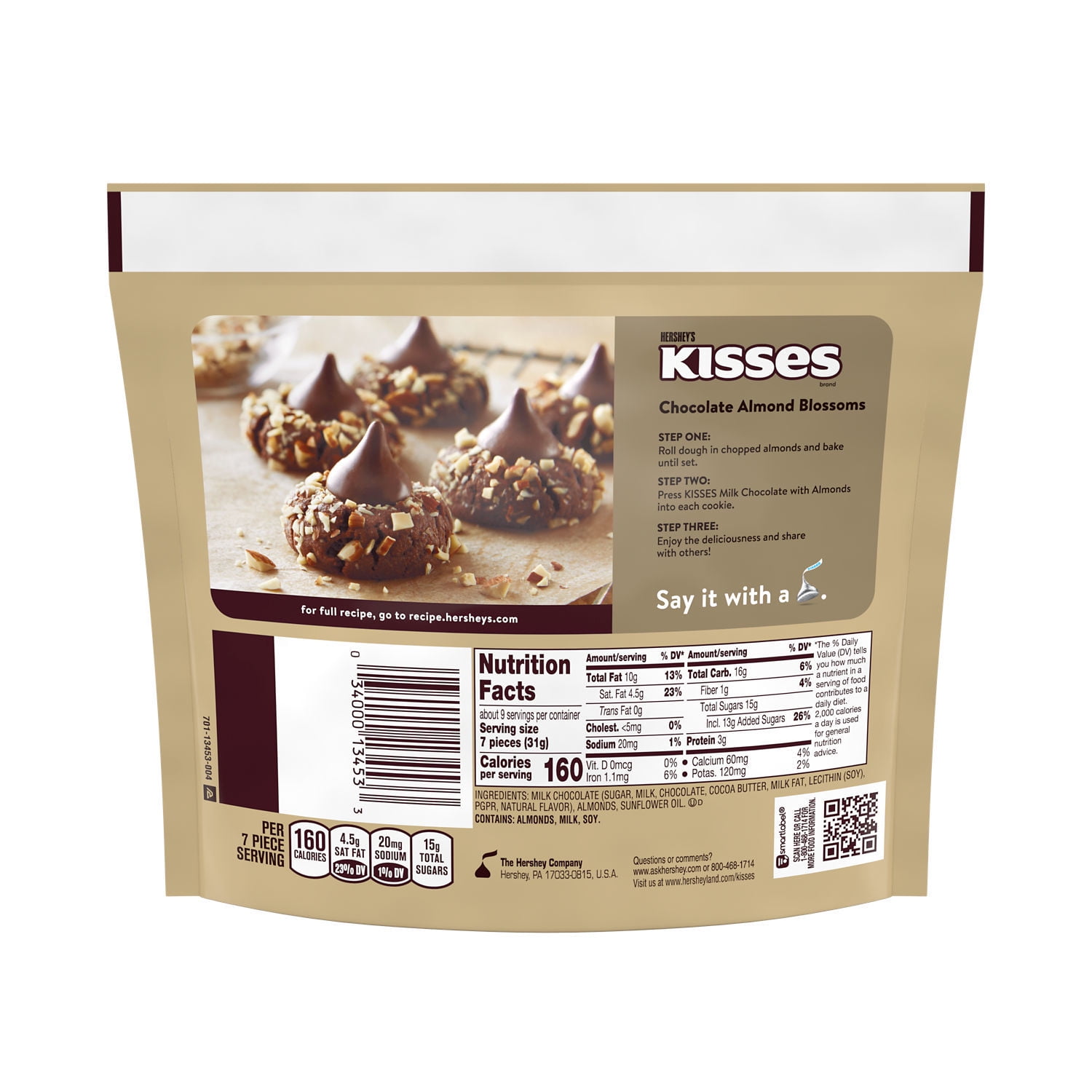Hershey's Kisses Milk Chocolate Almond Share Pack 10 oz