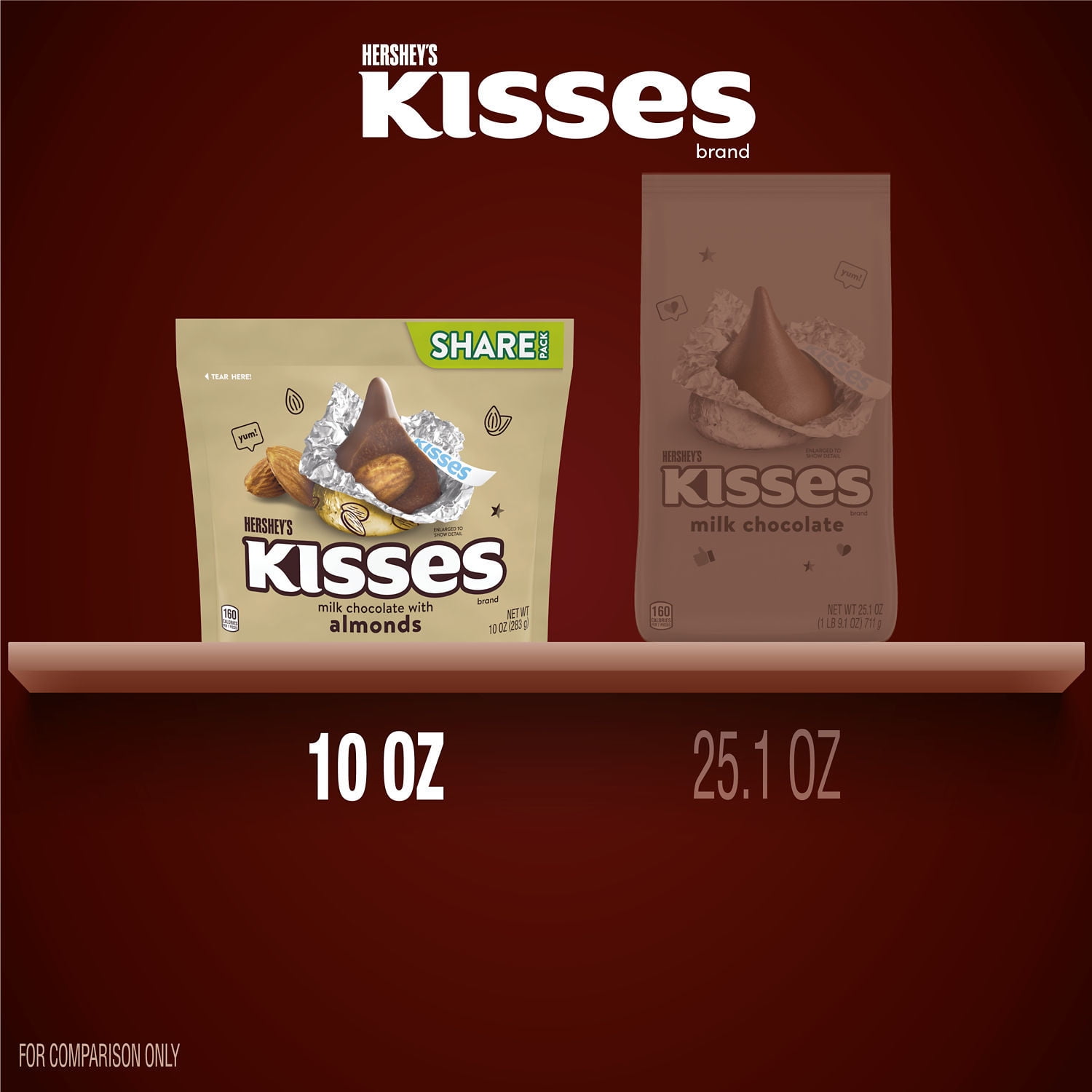 Hershey's Kisses Milk Chocolate Almond Share Pack 10 oz