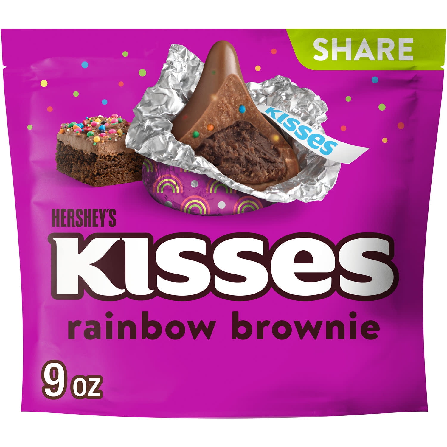 Hershey's Rainbow Brownie Flavored Kisses Share Pack, 9 oz