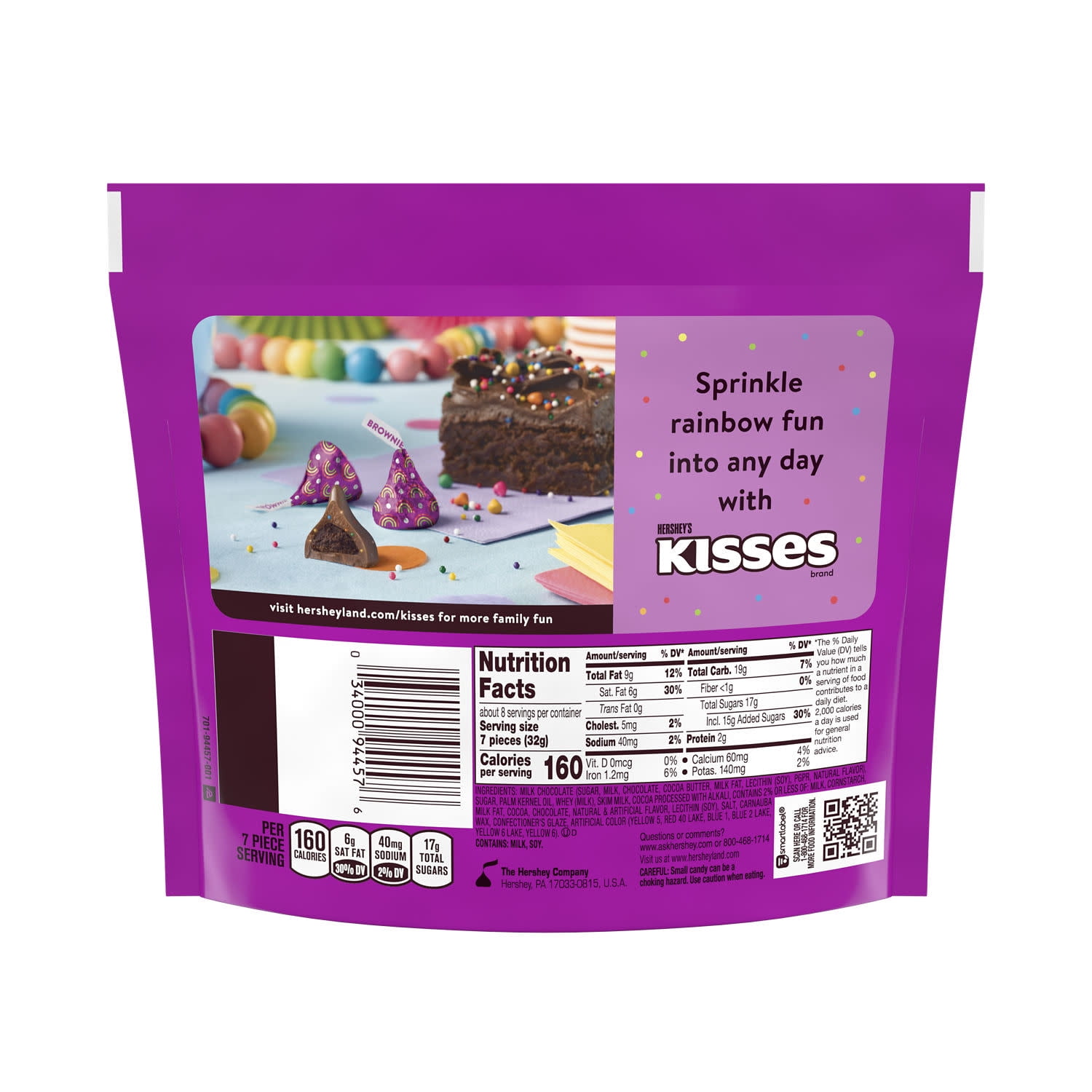 Hershey's Rainbow Brownie Flavored Kisses Share Pack, 9 oz