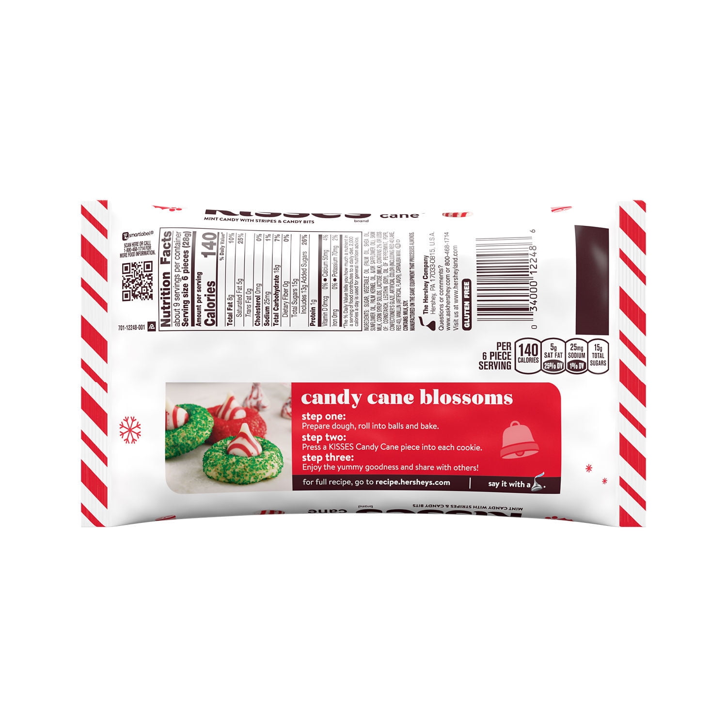 Hershey's Kisses Candy Cane Christmas Candy, 9 oz Bag