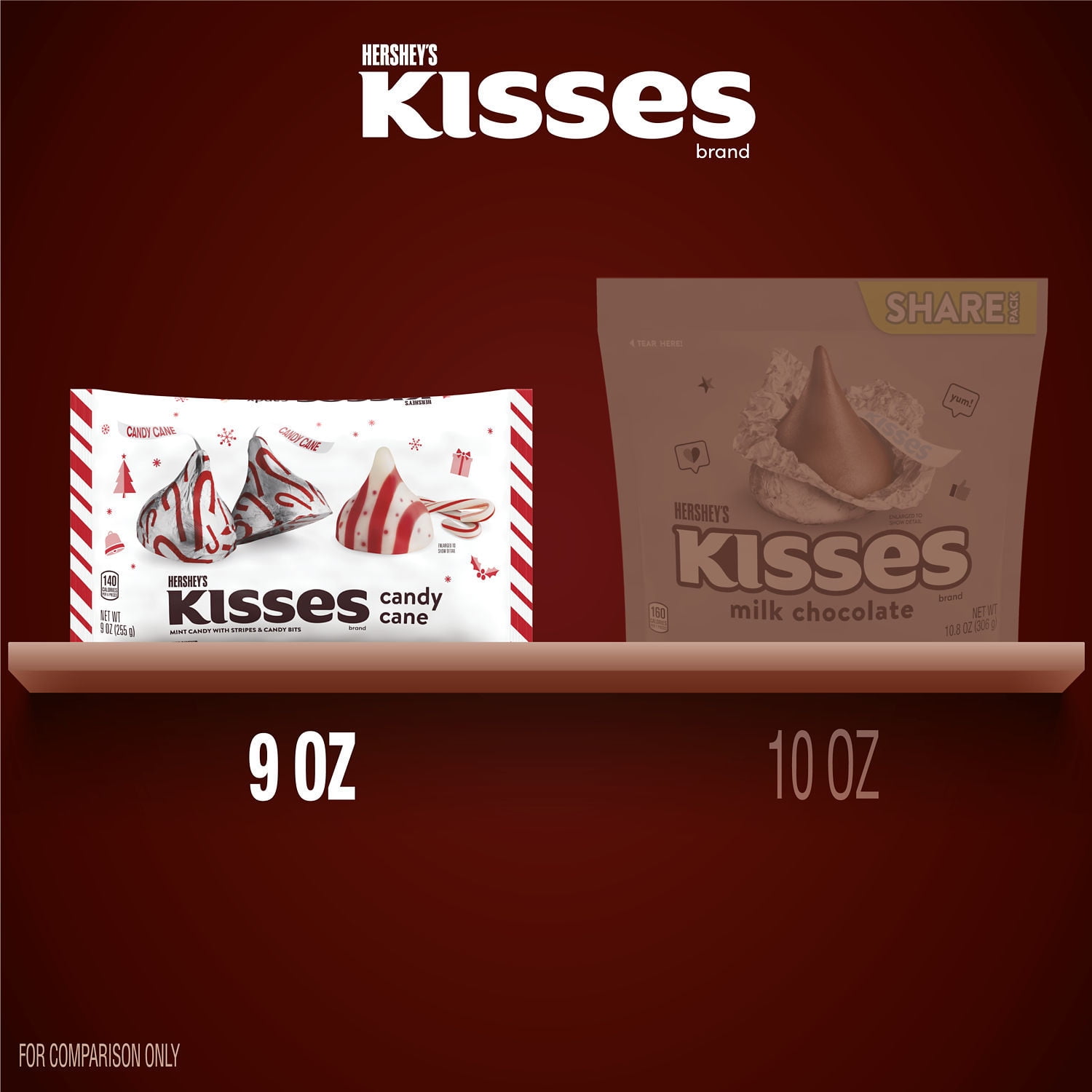 Hershey's Kisses Candy Cane Christmas Candy, 9 oz Bag