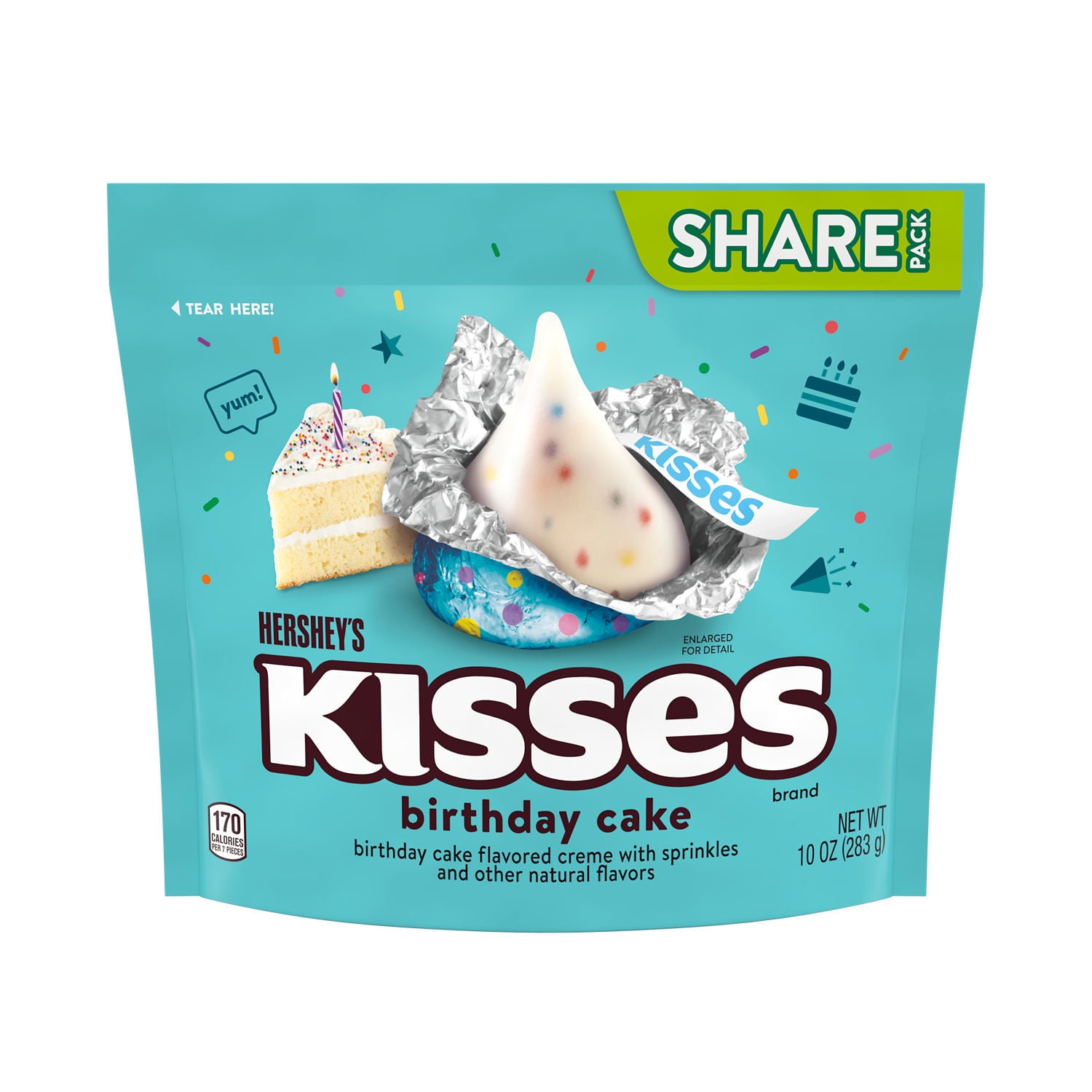Hershey's Kisses Birthday Cake Candy, Share Pack 10 oz