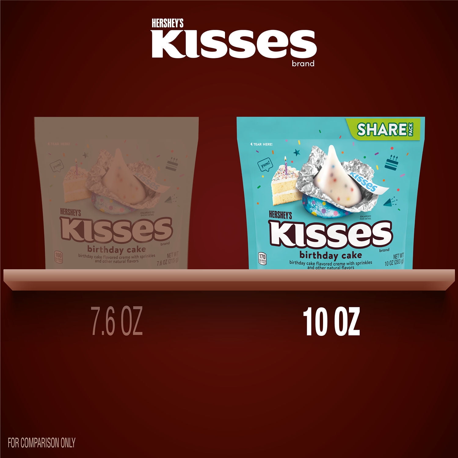 Hershey's Kisses Birthday Cake Candy, Share Pack 10 oz