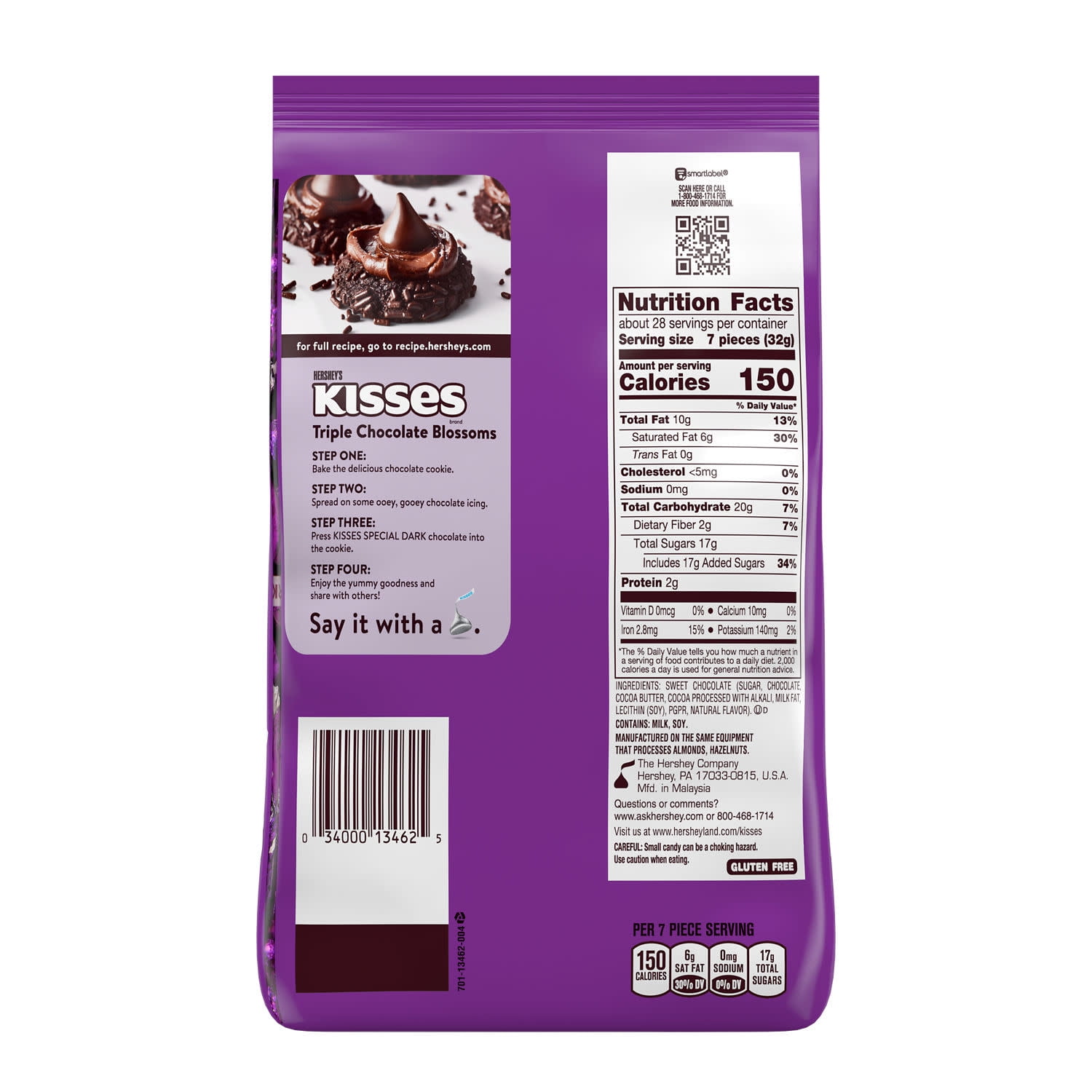 Hershey's Kisses Special Dark Mildly Sweet Chocolate Candy Party Pack - 32.1 oz