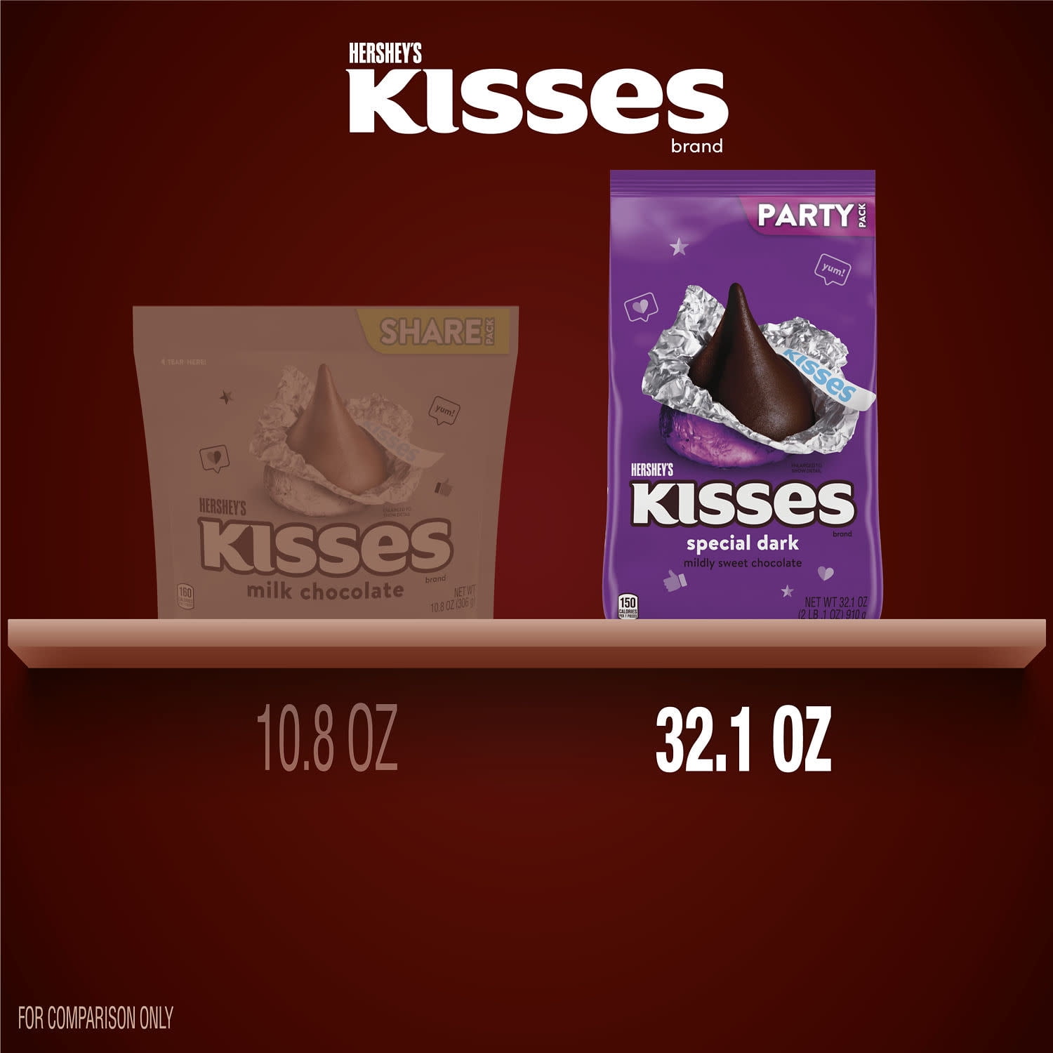 Hershey's Kisses Special Dark Mildly Sweet Chocolate Candy Party Pack - 32.1 oz