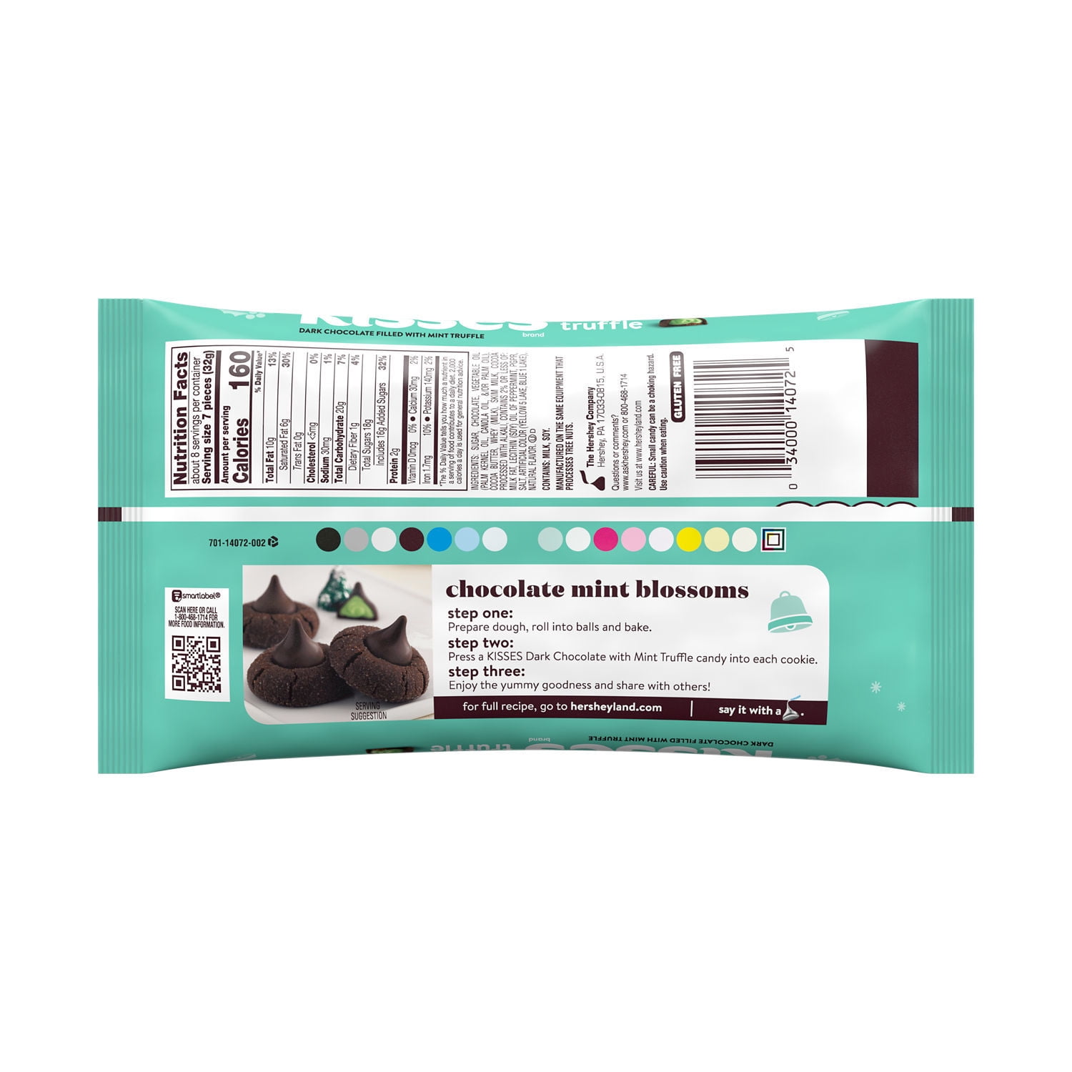Hershey's Mint Truffle Kisses Christmas Candy, 9 oz Bag