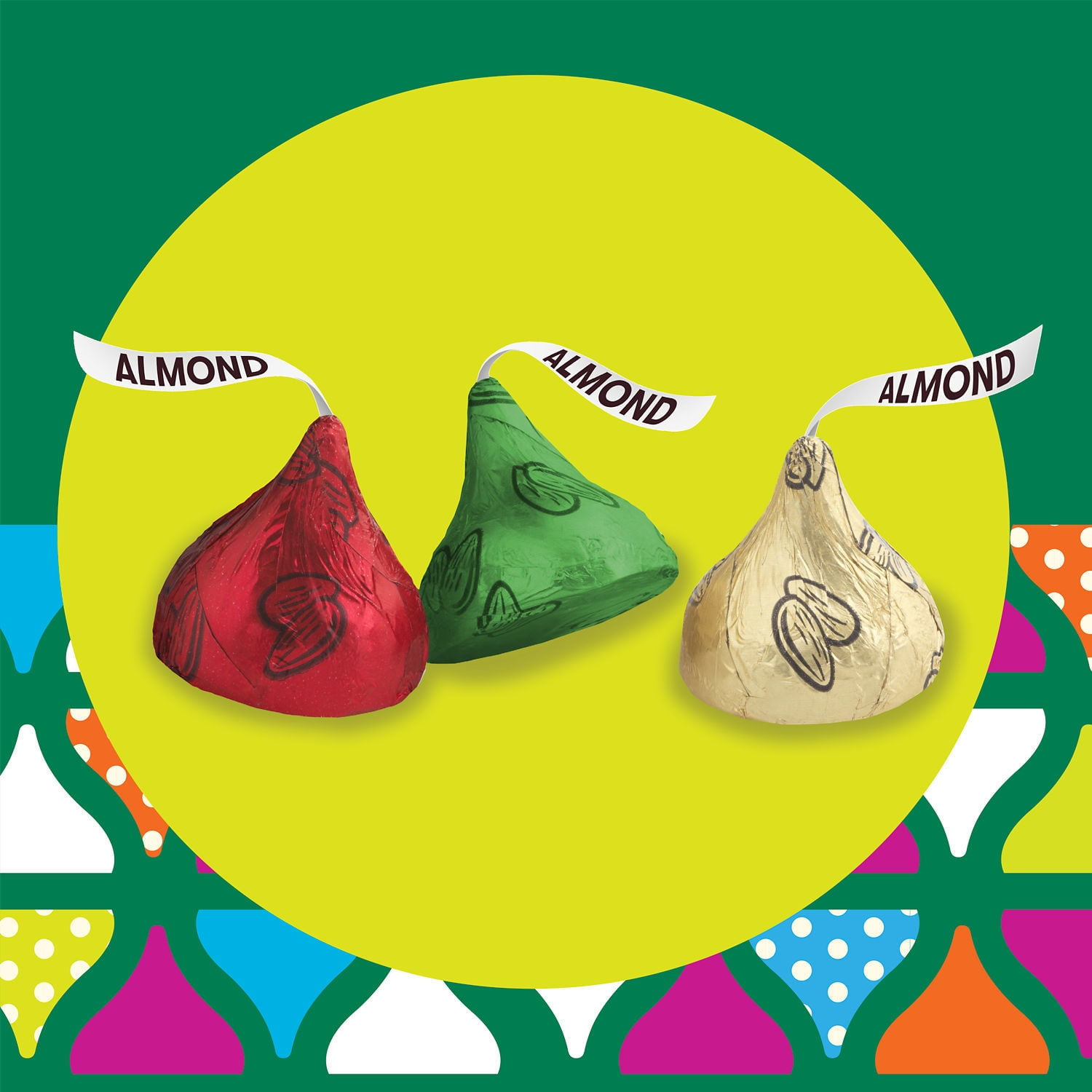 Hershey's Kisses Milk Chocolate Almonds Christmas Candy 9.4 oz Bag