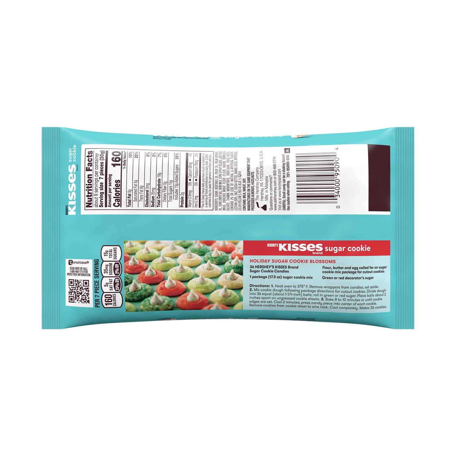 Hershey's Kisses Sugar Cookie Christmas Candy 9 oz Bag
