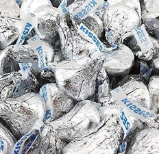Hershey's Kisses Milk Chocolate Silver Foil Candy - 5lb Bulk Bag