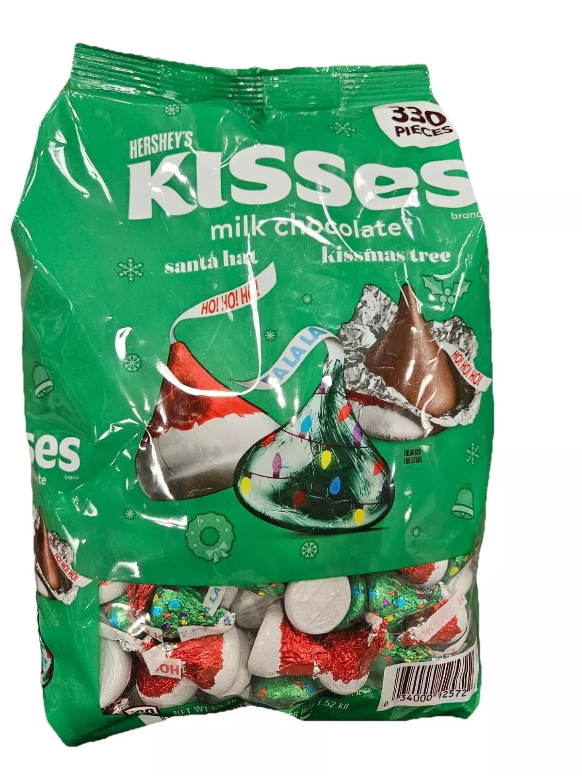 Hershey's Santa Hat & Kissmas Tree Kisses 330 ct Assorted Milk Chocolates