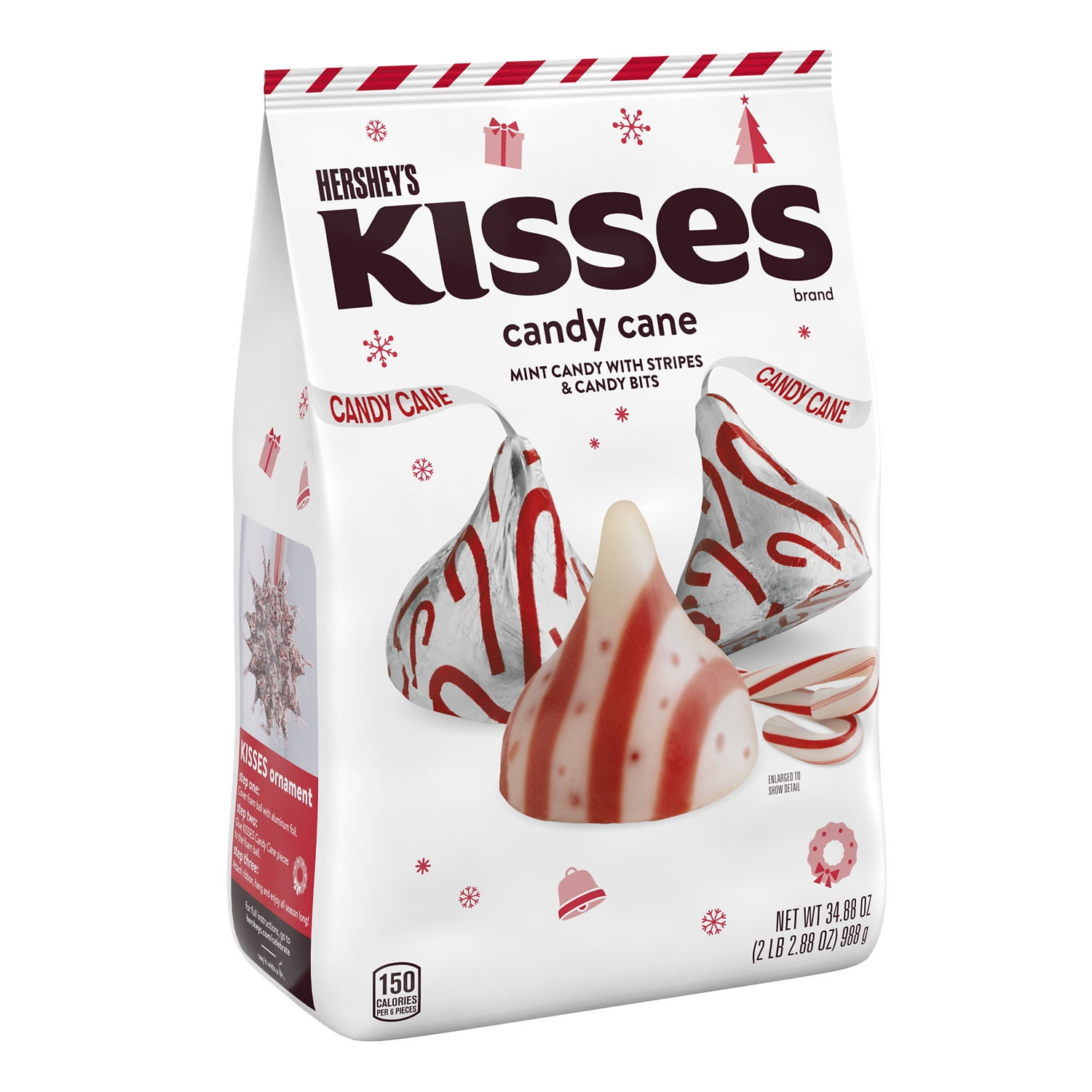 Hershey's Kisses Candy Cane Christmas Candy, Bulk Bag 34.88 oz - Festive Treats