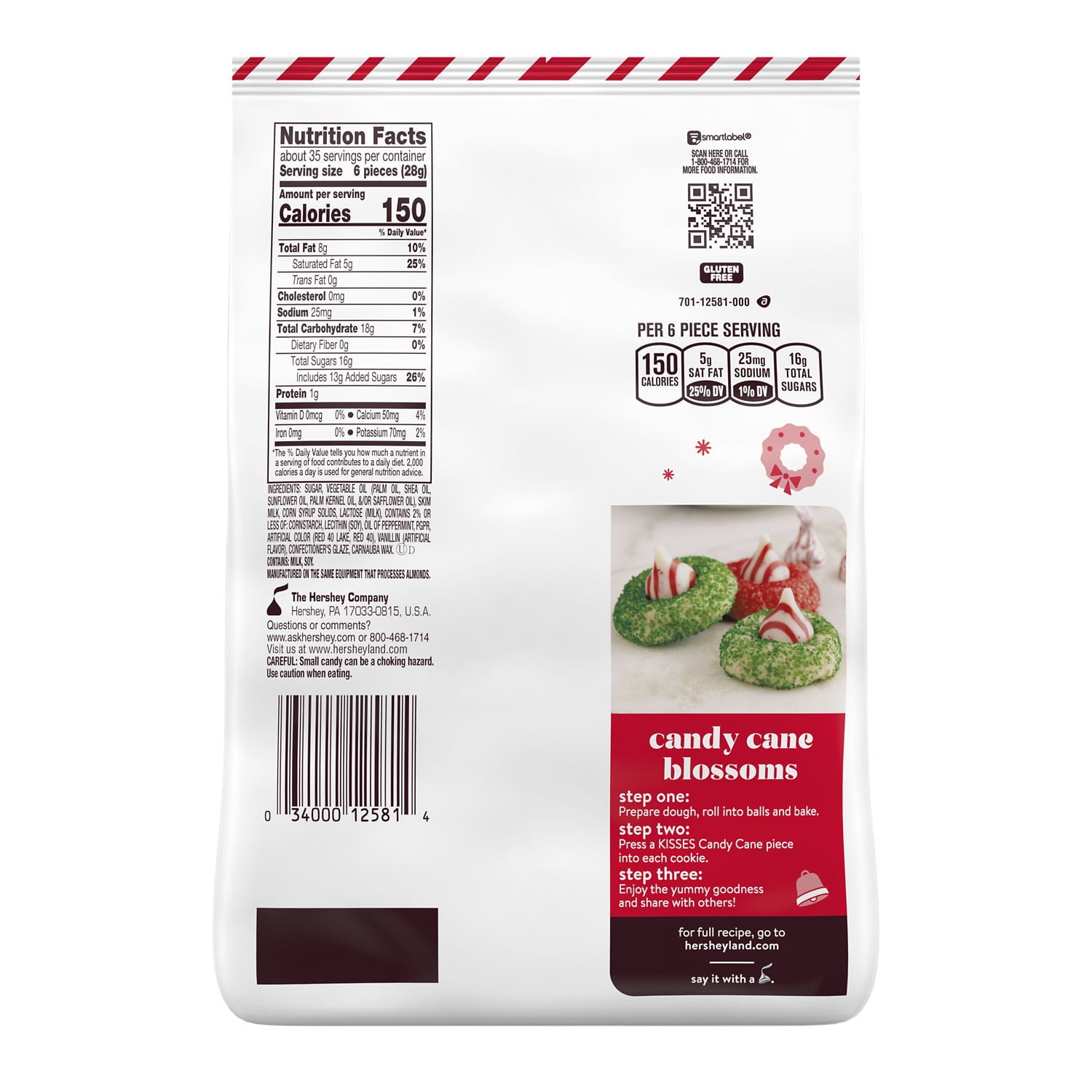 Hershey's Kisses Candy Cane Christmas Candy, Bulk Bag 34.88 oz - Festive Treats