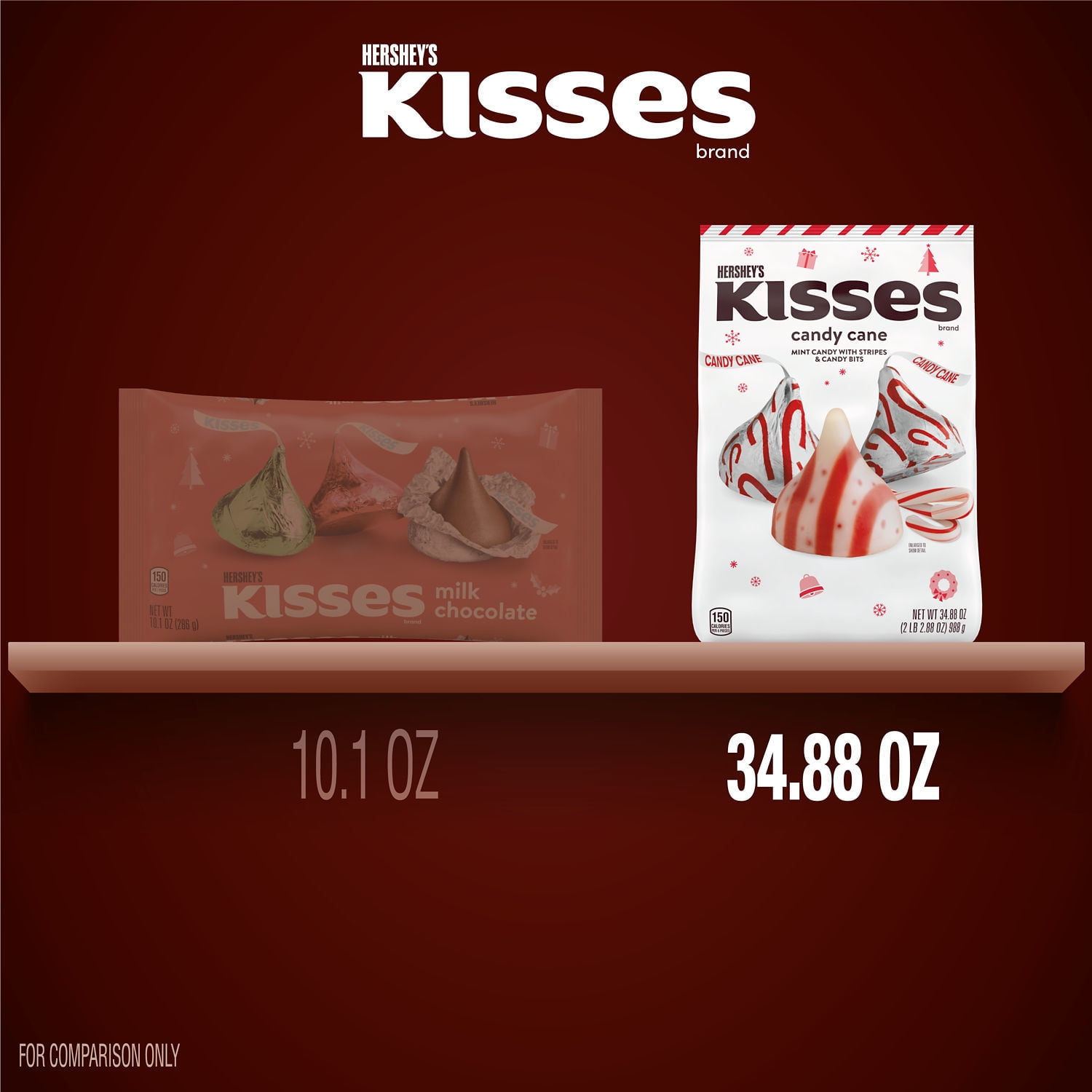 Hershey's Kisses Candy Cane Christmas Candy, Bulk Bag 34.88 oz - Festive Treats