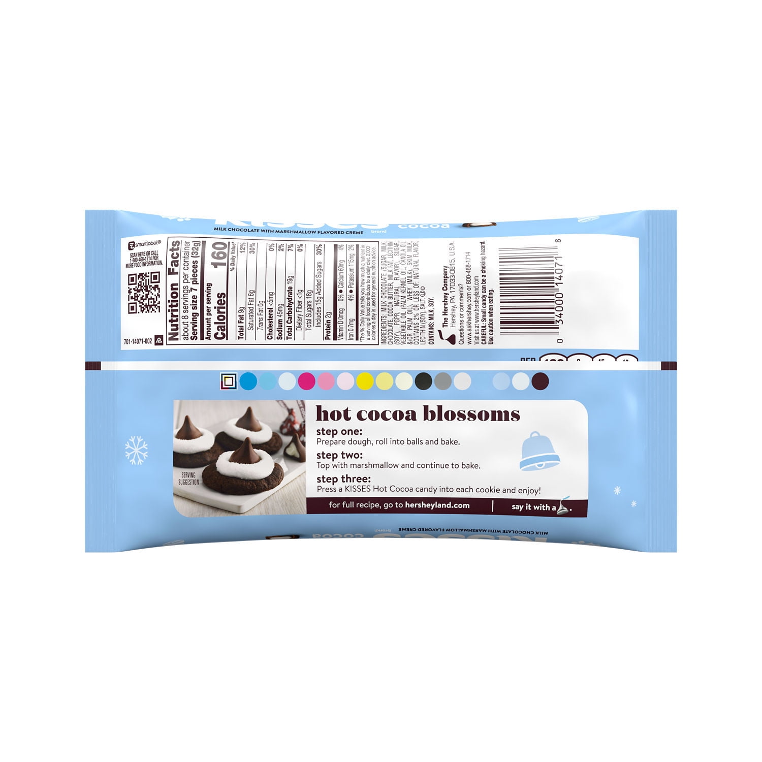 Hershey's Kisses Hot Cocoa Milk Chocolate Christmas Candy, 9 oz Bag