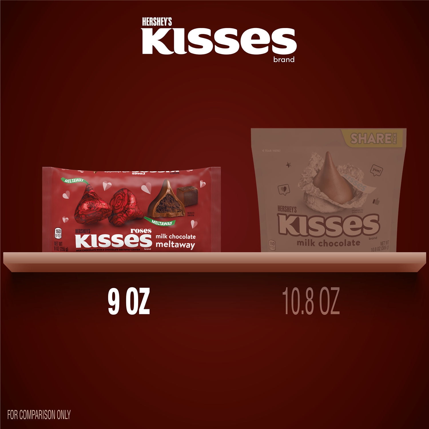 Hershey's Kisses Milk Chocolate Valentine's Candy, 9 oz Bag - Meltaway Delight
