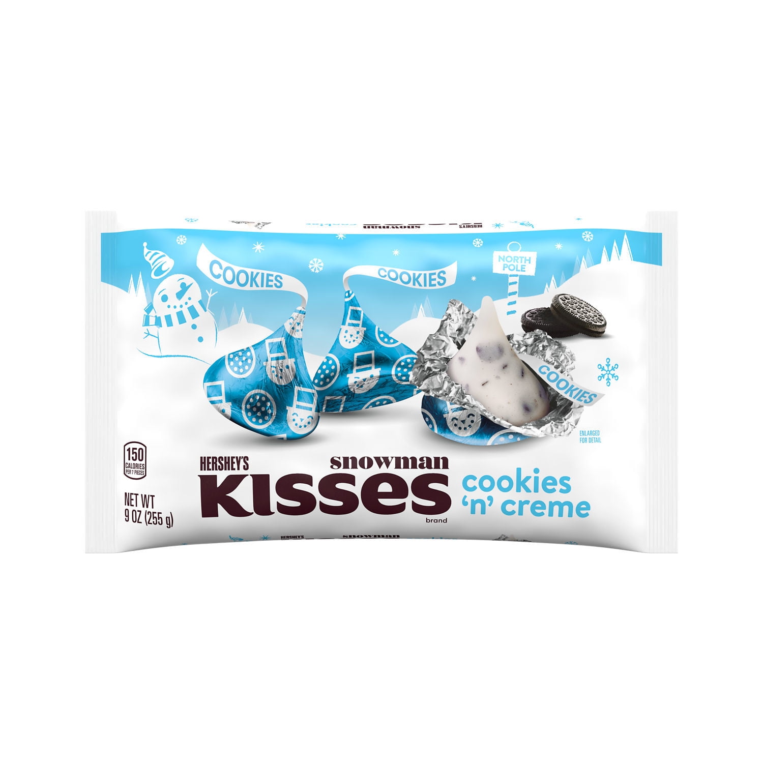 Hershey's Kisses Cookies 'n' Creme Christmas Candy 9 oz Bag