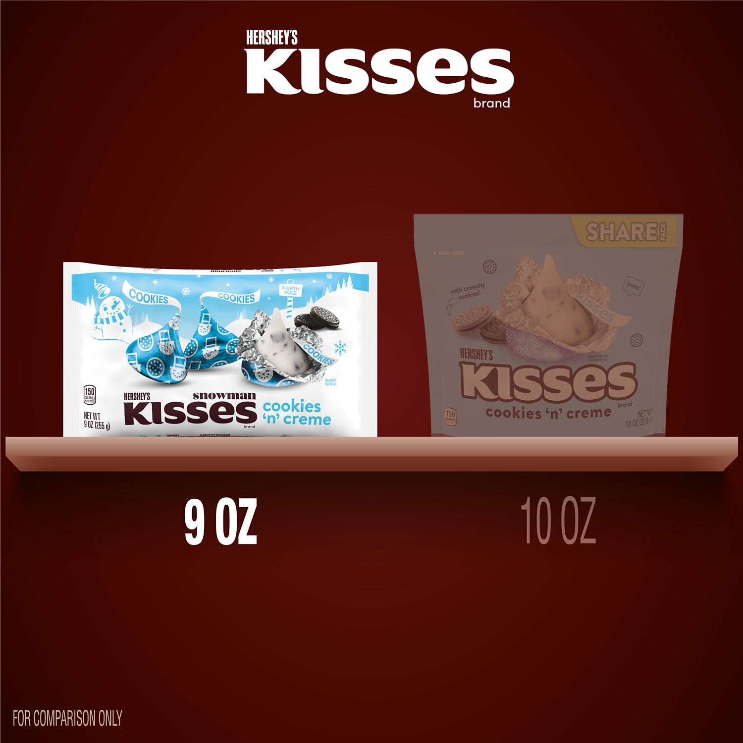 Hershey's Kisses Cookies 'n' Creme Christmas Candy 9 oz Bag