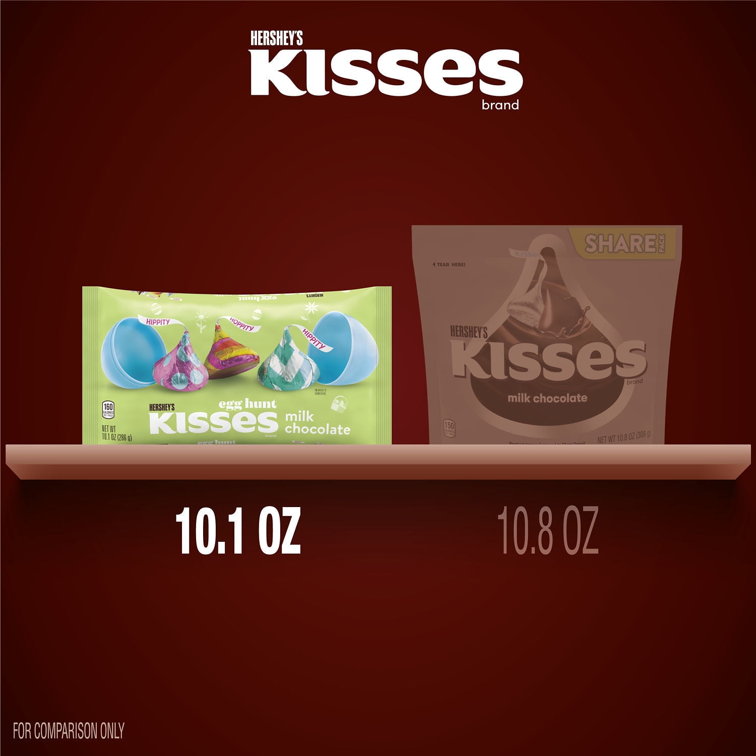 Hershey's Kisses Milk Chocolate Egg Hunt Easter Candy, 10.1 oz Bag