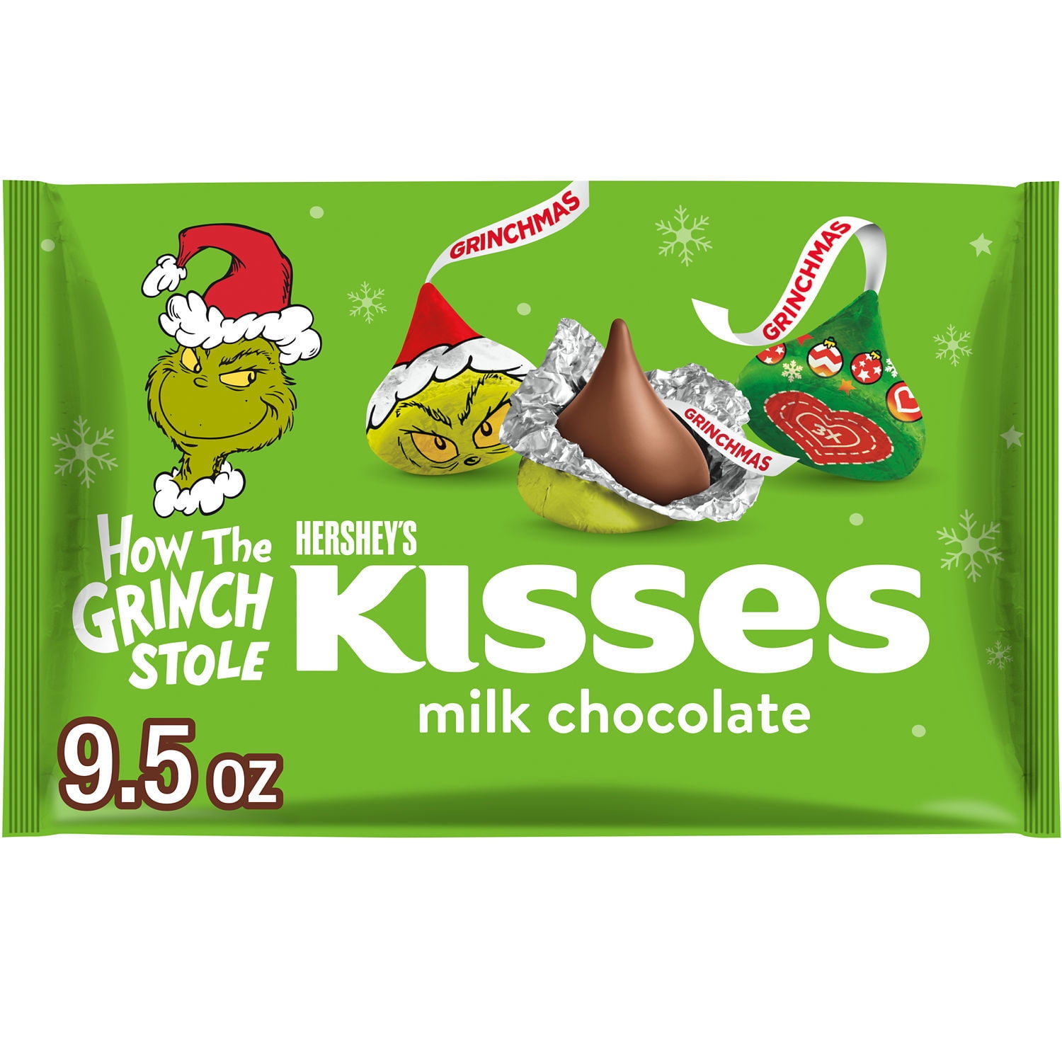 Hershey's Kisses Grinch Milk Chocolate Candy - 9.5 oz Christmas Bag
