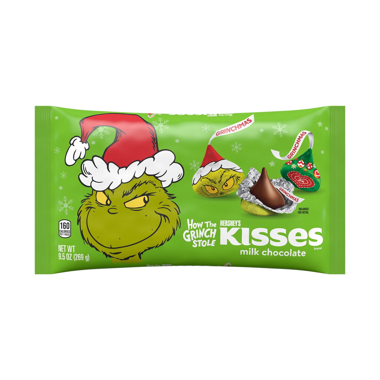 Hershey's Kisses Grinch Milk Chocolate Candy - 9.5 oz Christmas Bag