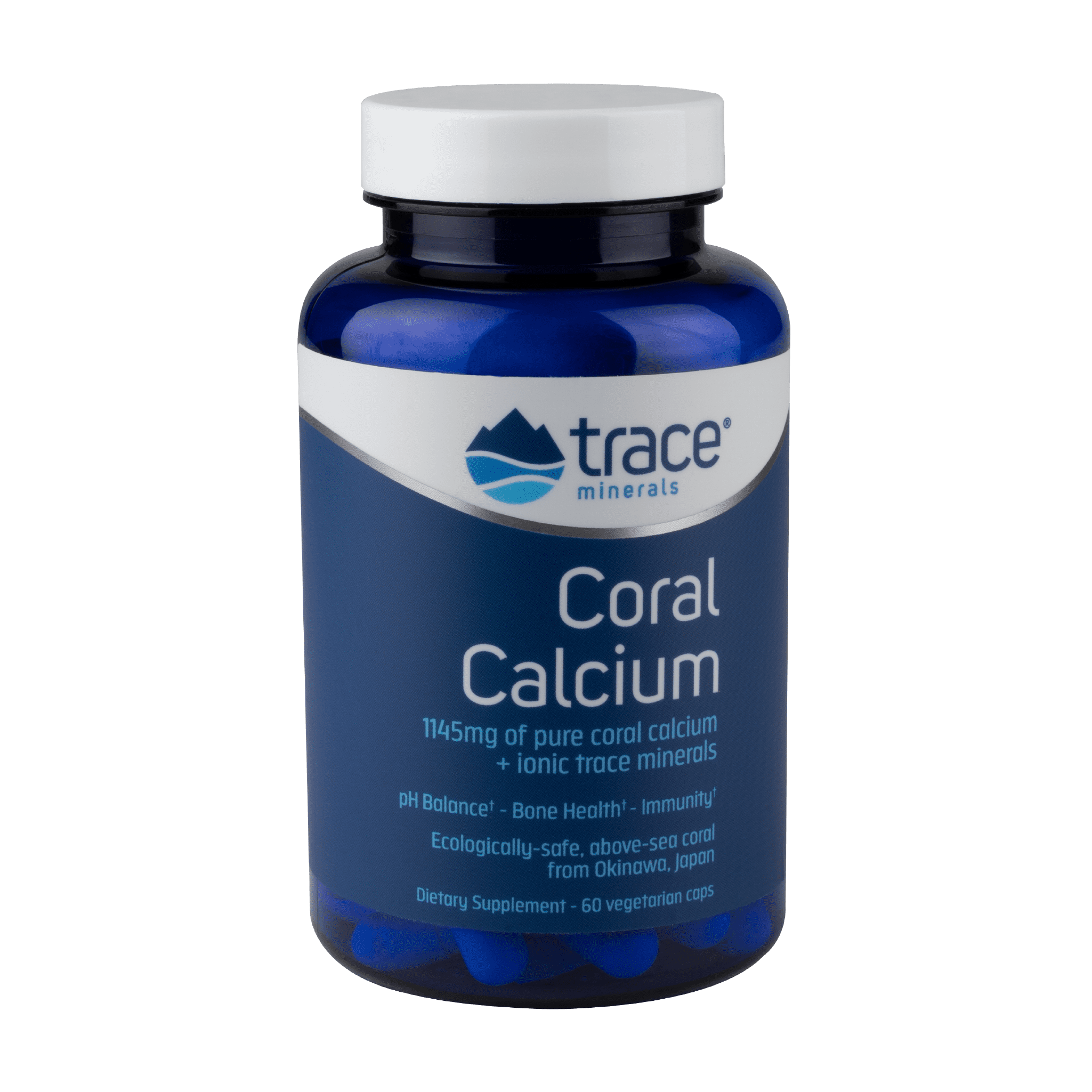 Trace Minerals Coral Calcium with ConcenTrace | Gluten-Free | 60 Vegetarian Capsules