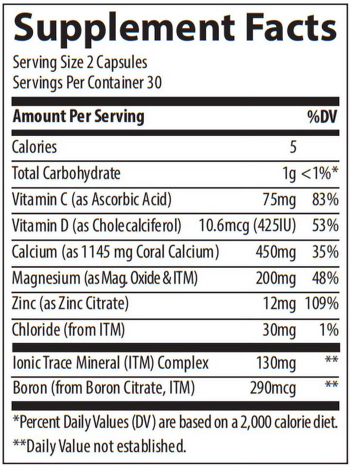 Trace Minerals Coral Calcium with ConcenTrace | Gluten-Free | 60 Vegetarian Capsules