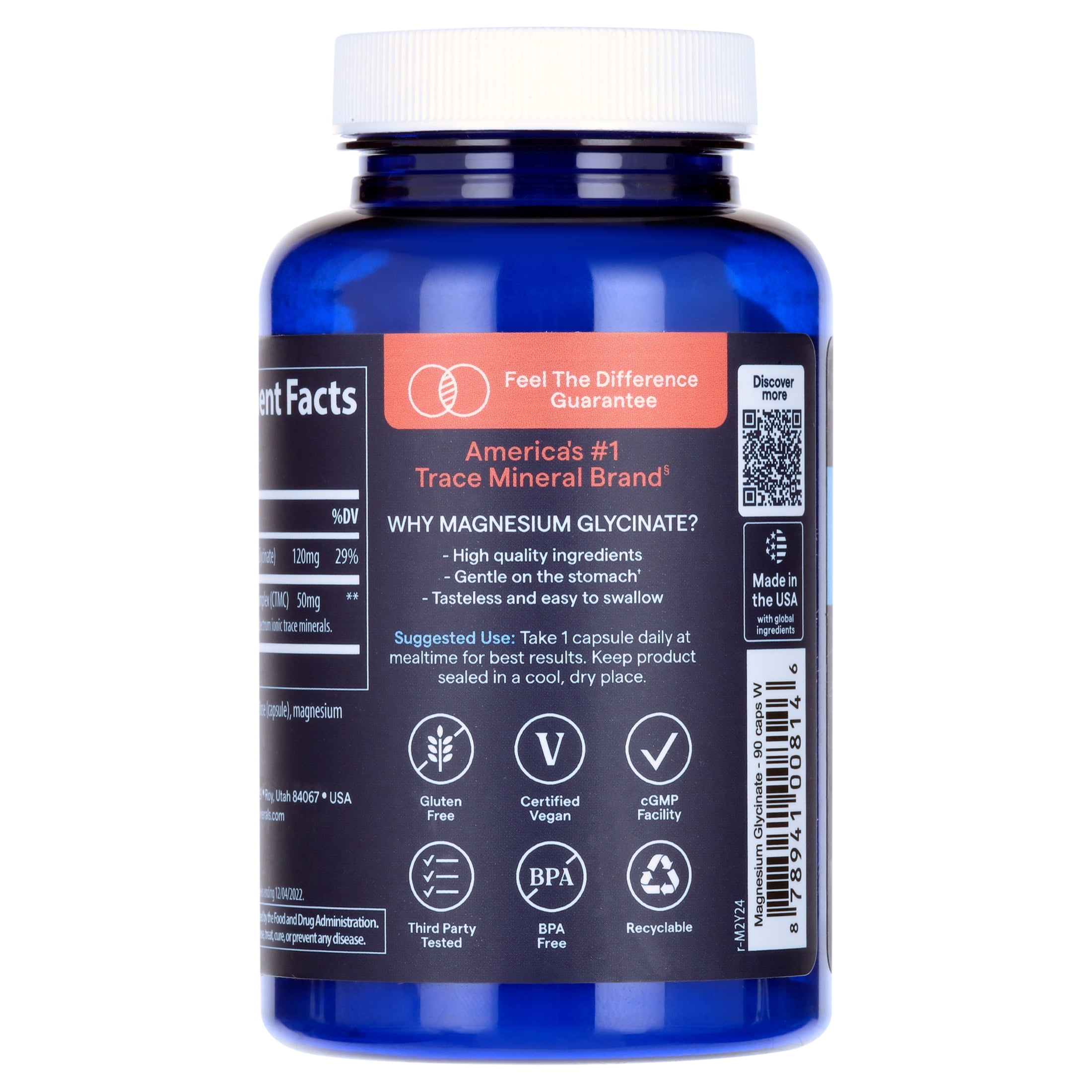Trace Minerals Magnesium Glycinate Capsules - 90 Count