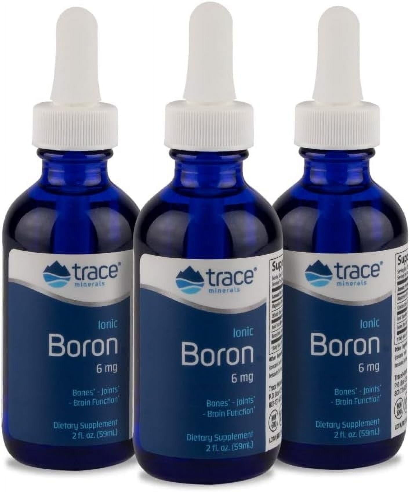 Trace Minerals Liquid Ionic Boron 6mg - Supports Bone, Brain & Joints - 144 Servings, 2 fl oz (3 Pack)