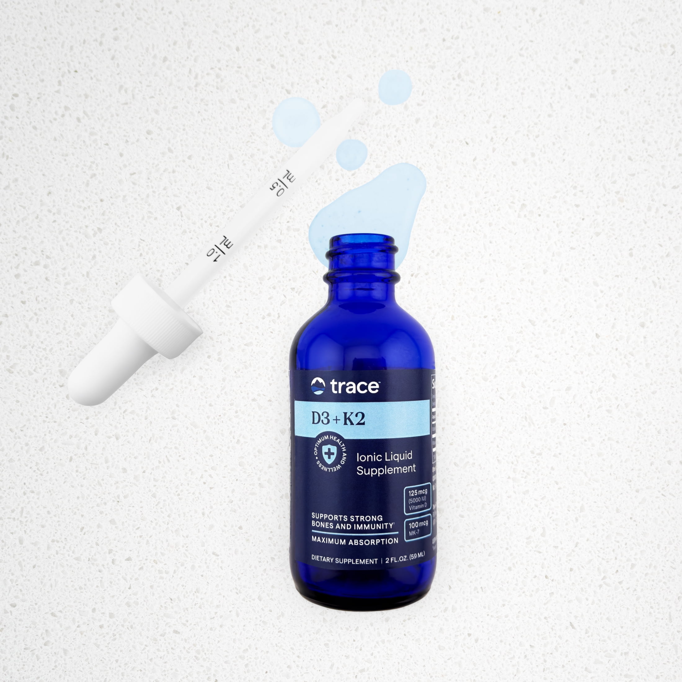 Trace Minerals Concentrated Liquid Ionic Vitamin D3 + K2 with Trace Minerals, 2 fl oz - Supports Bone, Heart & Immune Health