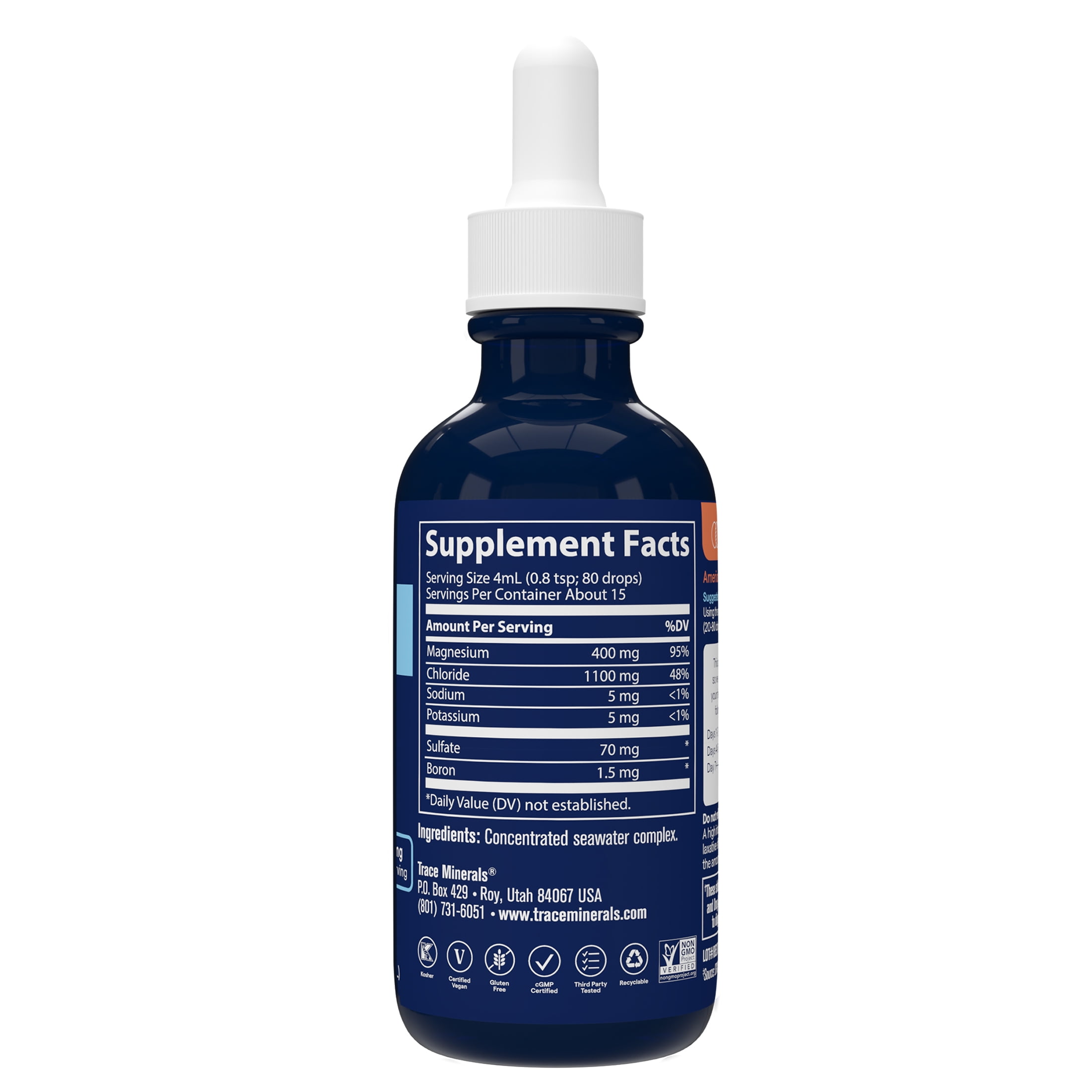 Trace Minerals Liquid Ionic Magnesium 400mg - Supports Heart Health, Blood Pressure, Mood, Sleep, Energy - 2oz