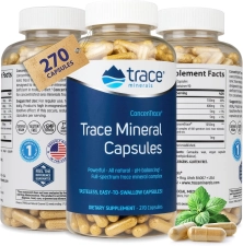 Trace Minerals ConcenTrace Low-Sodium Capsules | Daily Magnesium & Potassium Supplement | Full Spectrum Electrolytes | Vegan | Non GMO | Gluten Free | 270 Caps