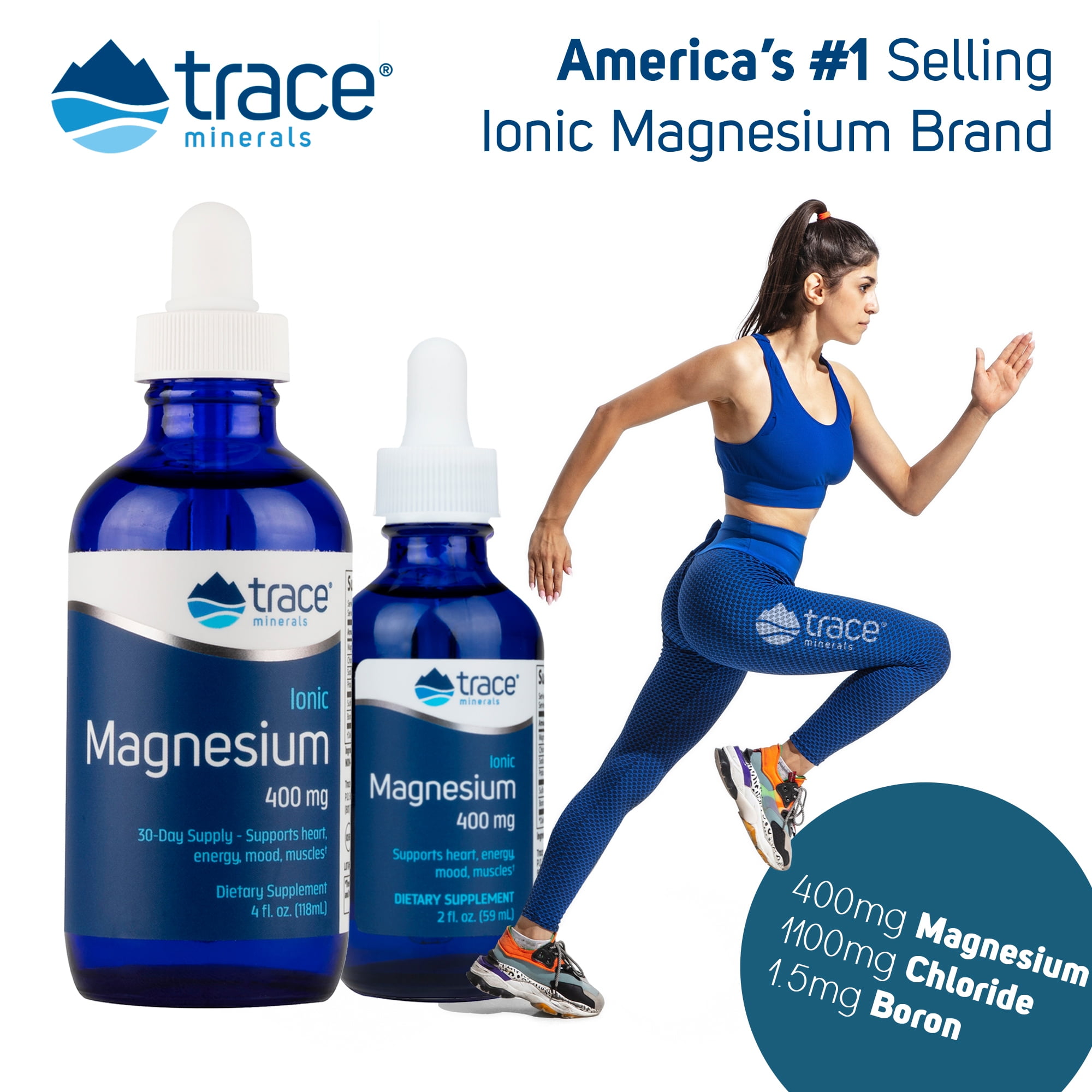 Trace Minerals Ionic Magnesium 400mg Liquid Supplement | Essential Body Functions Support | 4 fl oz