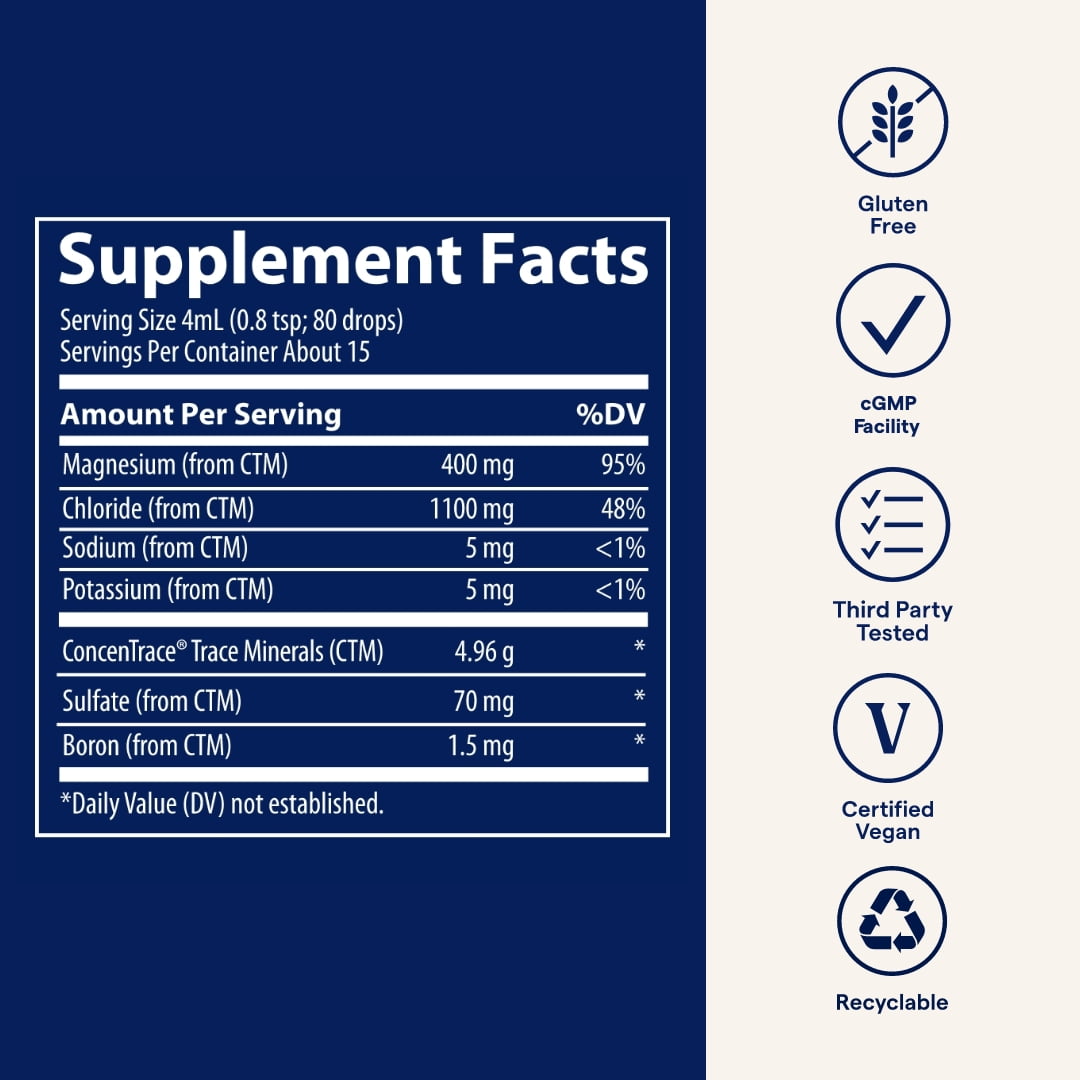 Trace Minerals Liquid Ionic Magnesium 400mg | Trace Minerals Supplement | 2 fl oz Bottle