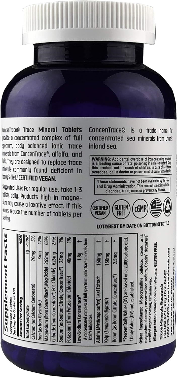 Trace Minerals ConcenTrace Drops | Full Spectrum Minerals | Magnesium, Chloride, Potassium | Low Sod