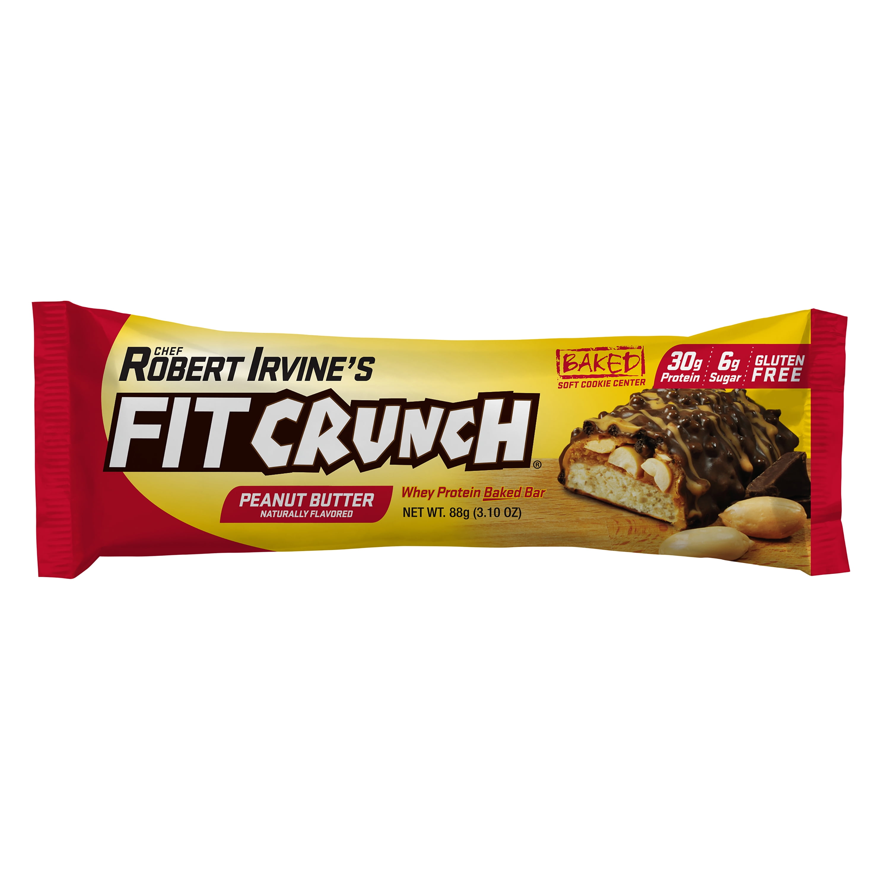 FITCRUNCH Chef Robert Irvine's FITCRUNCH Peanut Butter Protein Bar (3-Pack) - 30g Protein, 3.1 oz