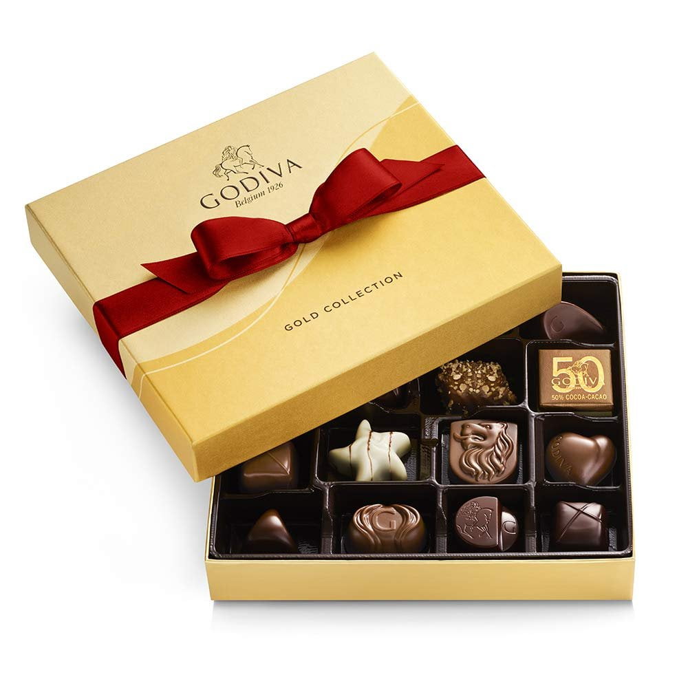 Godiva Holiday Assorted Chocolate Gold Gift Box, 19-Piece Collection