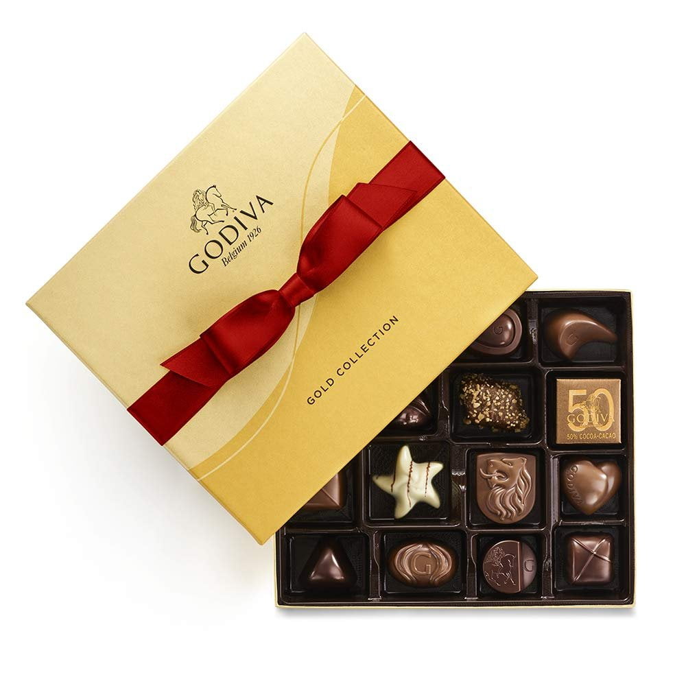 Godiva Holiday Assorted Chocolate Gold Gift Box, 19-Piece Collection
