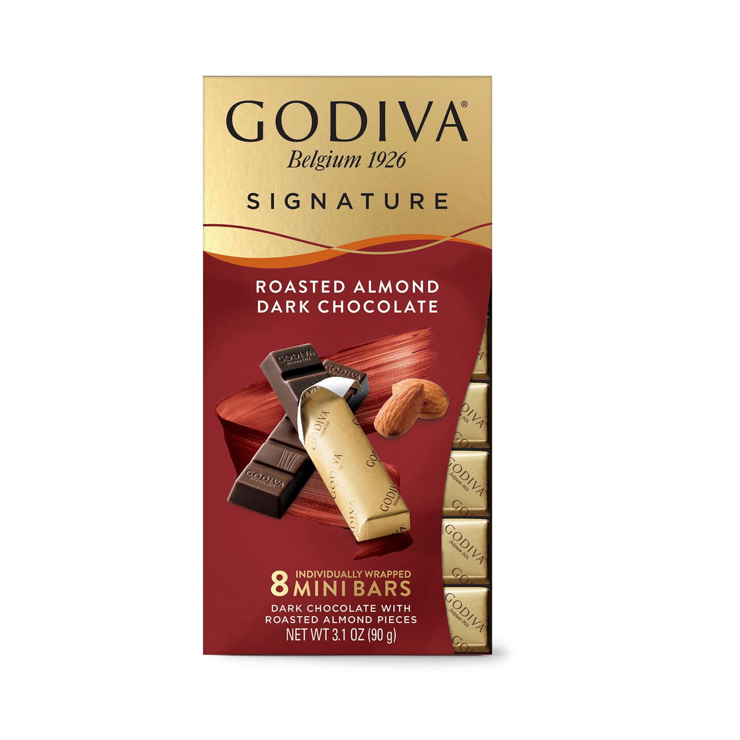 Godiva Signature Dark Chocolate with Roasted Almonds - 8 Piece Box