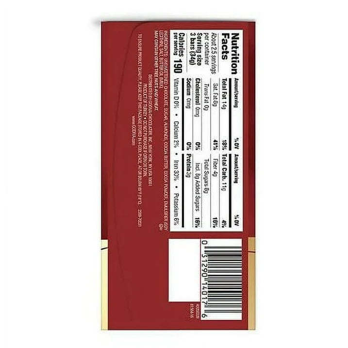 Godiva Dark Chocolate Almond Mini Bars, 3.1 oz, 8 Count - Winrock Store Exclusive