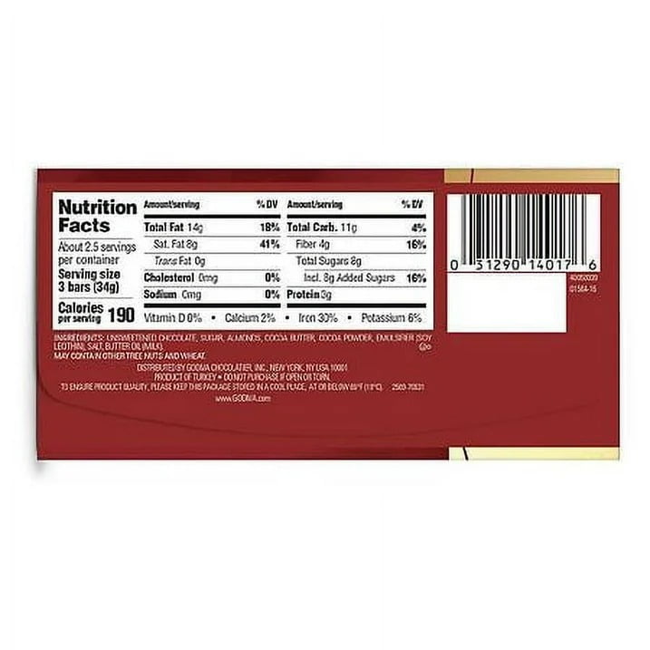 Godiva Dark Chocolate Almond Mini Bars, 3.1 oz, 8 Count - Winrock Store Exclusive