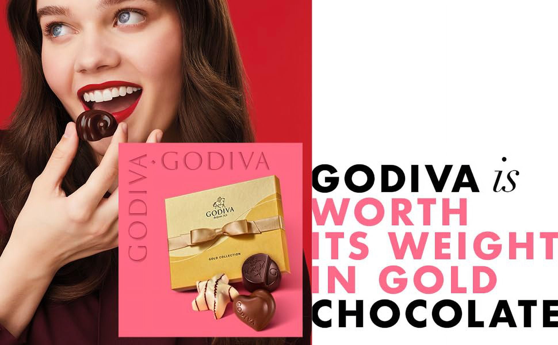 Godiva Gourmet Chocolate Gold Gift Box - 18-Piece Assortment with Ganaches, Nuts, Caramels, Pralines - Milk, White, Dark Chocolate Shells - Assorted Candy Box