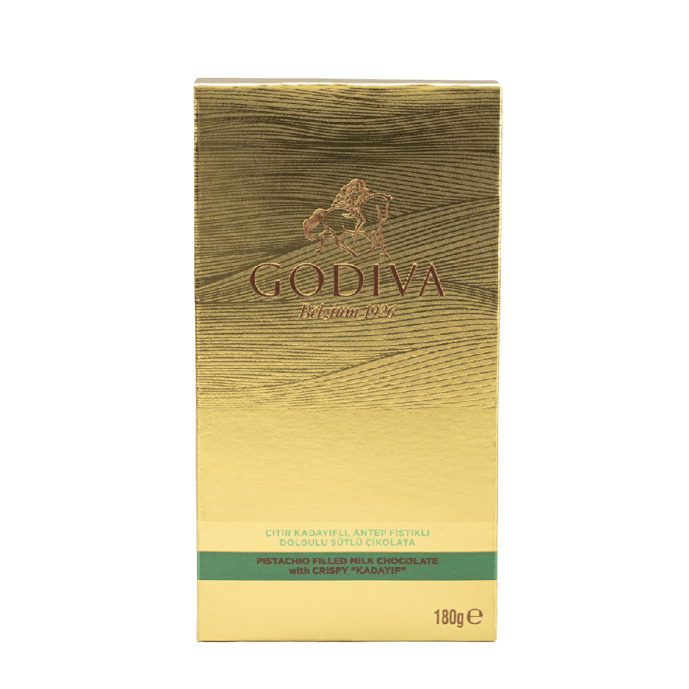 Godiva Dubai Milk Chocolate with Kadayif, Pistachio Crunch 6.35 oz (180g)