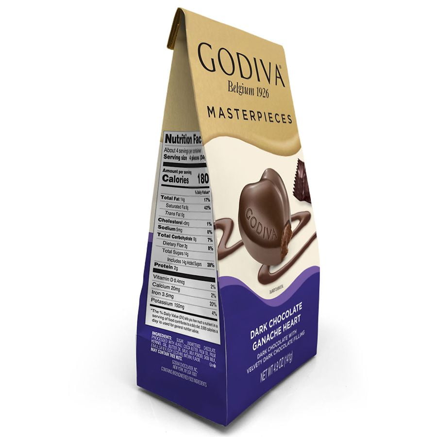 Godiva Dark Chocolate Ganache Heart Chocolates - 4.9oz Bag, Pack of 2