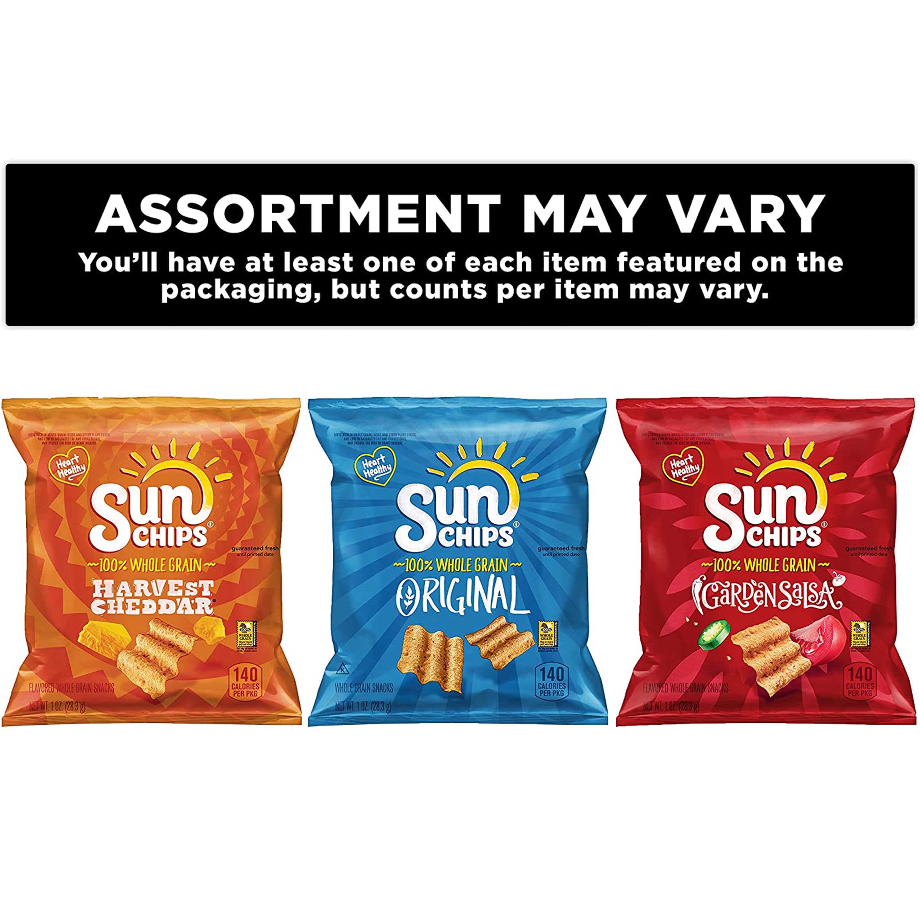 SunChips Multigrain Chips Variety Pack, 1 oz Bags, 40-Count Bundle