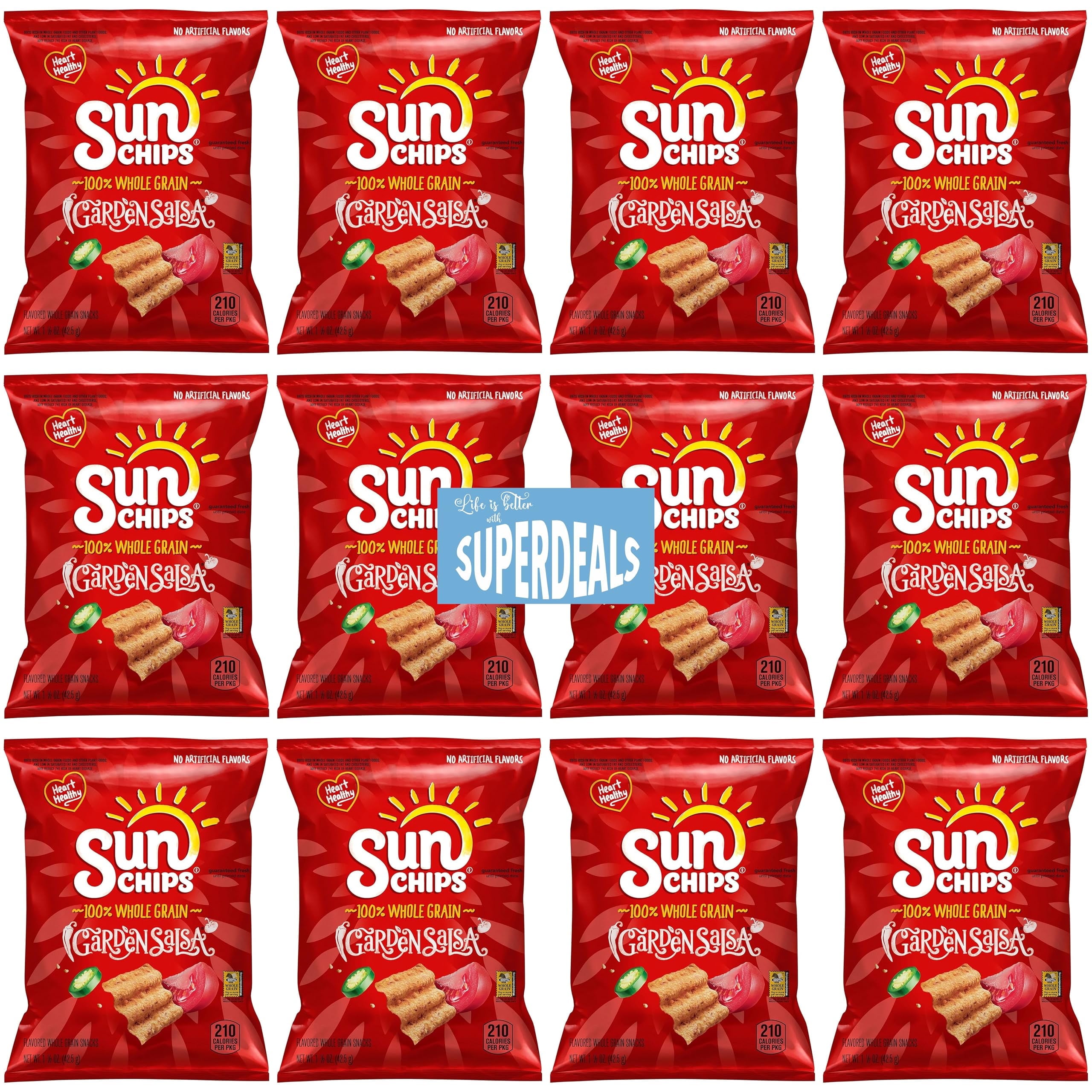 SunChips Superdeals Bundle: Sun Chips Garden Salsa Whole Grain Value Pack | 1.5 Oz x 12 | Mystery Gift