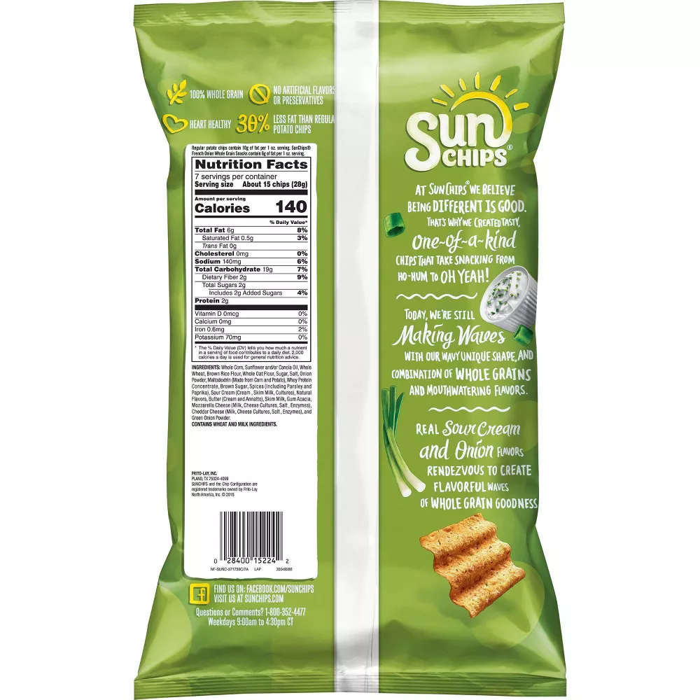 SunChips French Onion Whole Grain Chips - 7oz | Flavorful Snack