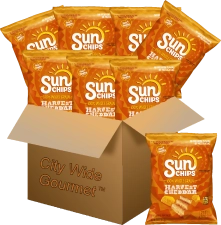 SunChips Harvest Cheddar Whole Grain Snacks, 1.5 oz (Pack of 8) - City Wide Gourmet Bundle