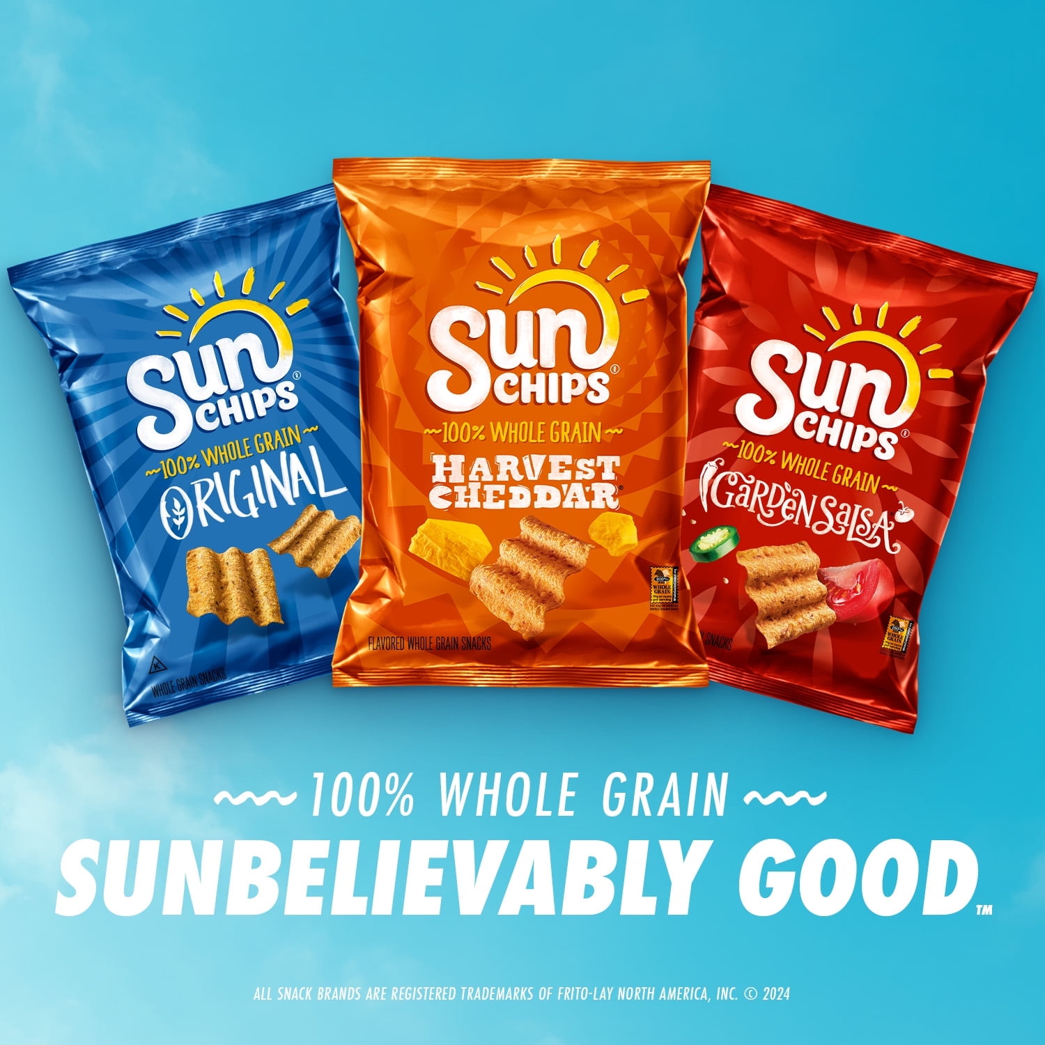 SunChips Honey BBQ Whole Grain Snack Chips, 7 oz Bag - Pack of 2