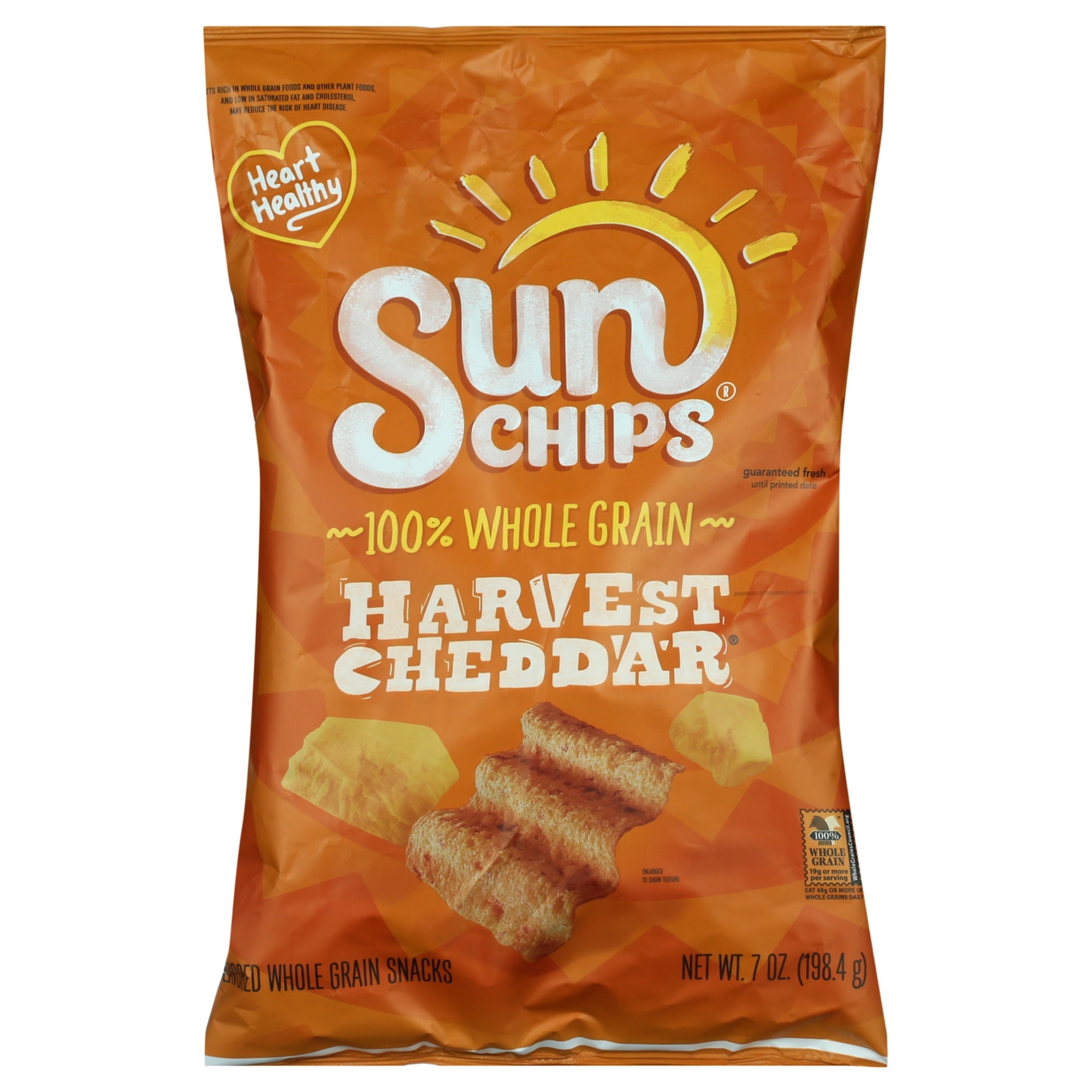 SunChips Harvest Cheddar Multigrain Snacks 7 Oz x 2 Pack - 100% Whole Grain